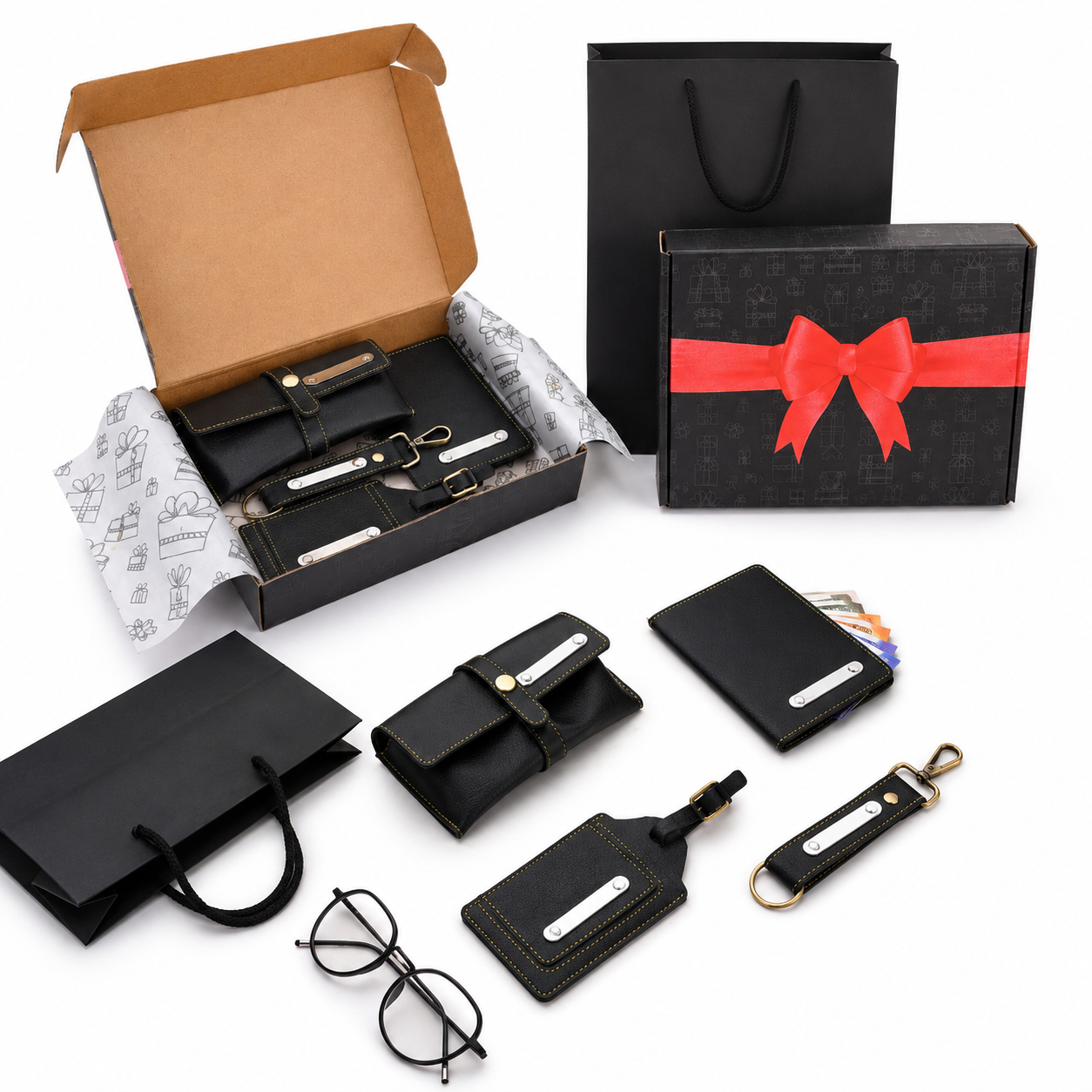 TRAVEL COMBO 01 - 4 IN (BLACK) LUGGAGE TAG/ SUNGLASSES COVER / PASSPORT HOLDERR/ KEYCHAIN image 5
