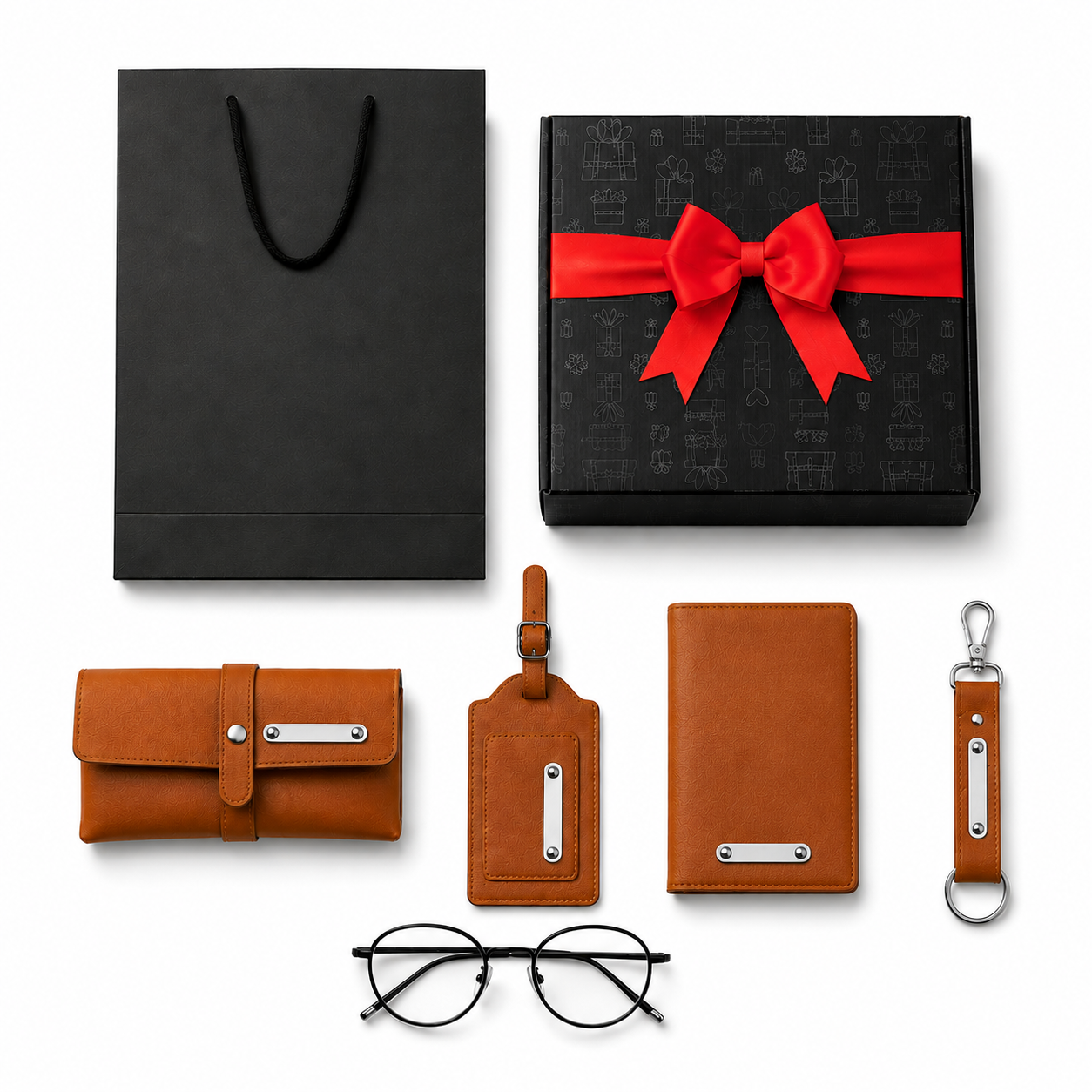 TRAVEL COMBO 01 - 4 IN( BROWN ) LUGGAGE TAG/ SUNGLASSES COVER / PASSPORT HOLDERR/ KEYCHAIN image 2