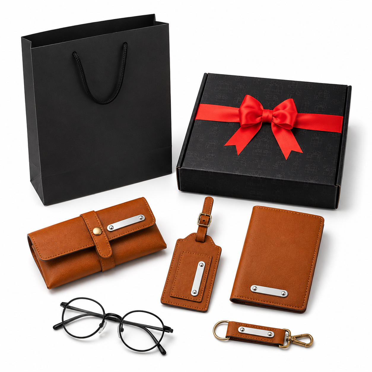 TRAVEL COMBO 01 - 4 IN( BROWN ) LUGGAGE TAG/ SUNGLASSES COVER / PASSPORT HOLDERR/ KEYCHAIN image 4