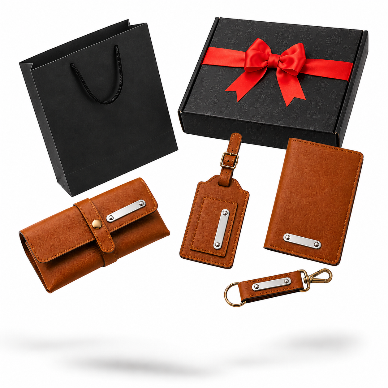 TRAVEL COMBO 01 - 4 IN( BROWN ) LUGGAGE TAG/ SUNGLASSES COVER / PASSPORT HOLDERR/ KEYCHAIN image 5