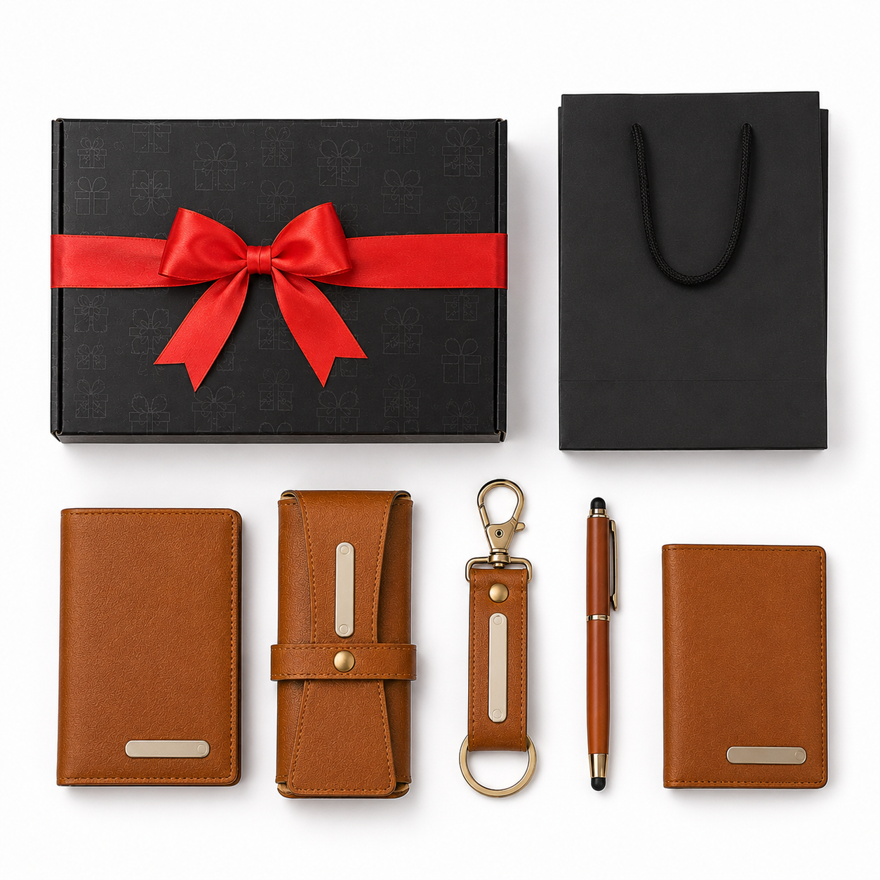 MENS COMBO 01 - 5 IN 1( BROWN ) CARDHOLDER/ SUNGLASS COVER/ KEYCHAIN / METAL PEN WITH STYLUS image 2