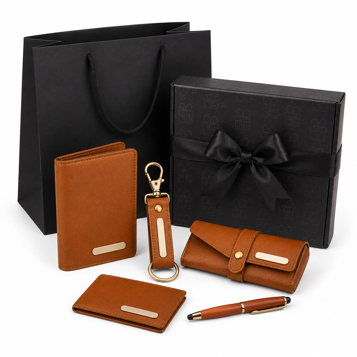 MENS COMBO 01 - 5 IN 1( BROWN ) CARDHOLDER/ SUNGLASS COVER/ KEYCHAIN / METAL PEN WITH STYLUS image 3