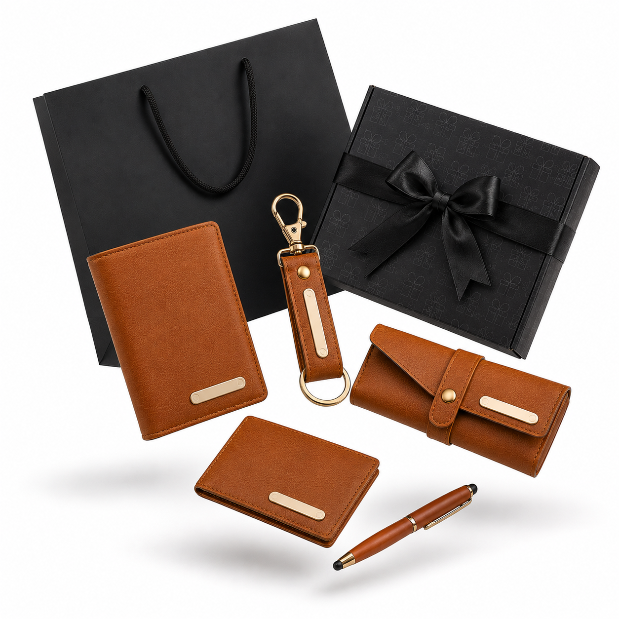 MENS COMBO 01 - 5 IN 1( BROWN ) CARDHOLDER/ SUNGLASS COVER/ KEYCHAIN / METAL PEN WITH STYLUS image 4