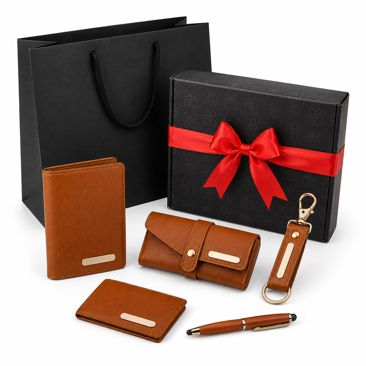 MENS COMBO 01 - 5 IN 1( BROWN ) CARDHOLDER/ SUNGLASS COVER/ KEYCHAIN / METAL PEN WITH STYLUS image 5