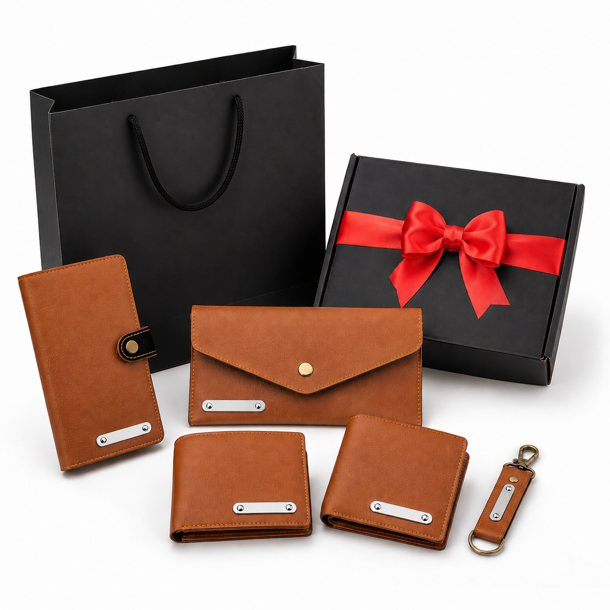 LIFESTYLE COMBO 01 -5 IN 1 ( BROWN ) MENS WALLET/ LADIES WALLET / CHEQUE  BOOK HOLDER / CARDHOLDER / KEYCHAIN