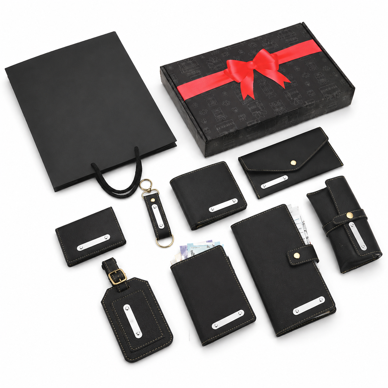 LIFESTYLE COMBO 03 - 8 IN 1 ( BLACK ) LUGGAGE TAG / KEYCHAIN / MENS WALLET / SUNGLASS COVER / CHEQUEBOOK HOLDER / LADIES WALLET / PASSPORT HOLDER / CARDHOLDER image 2