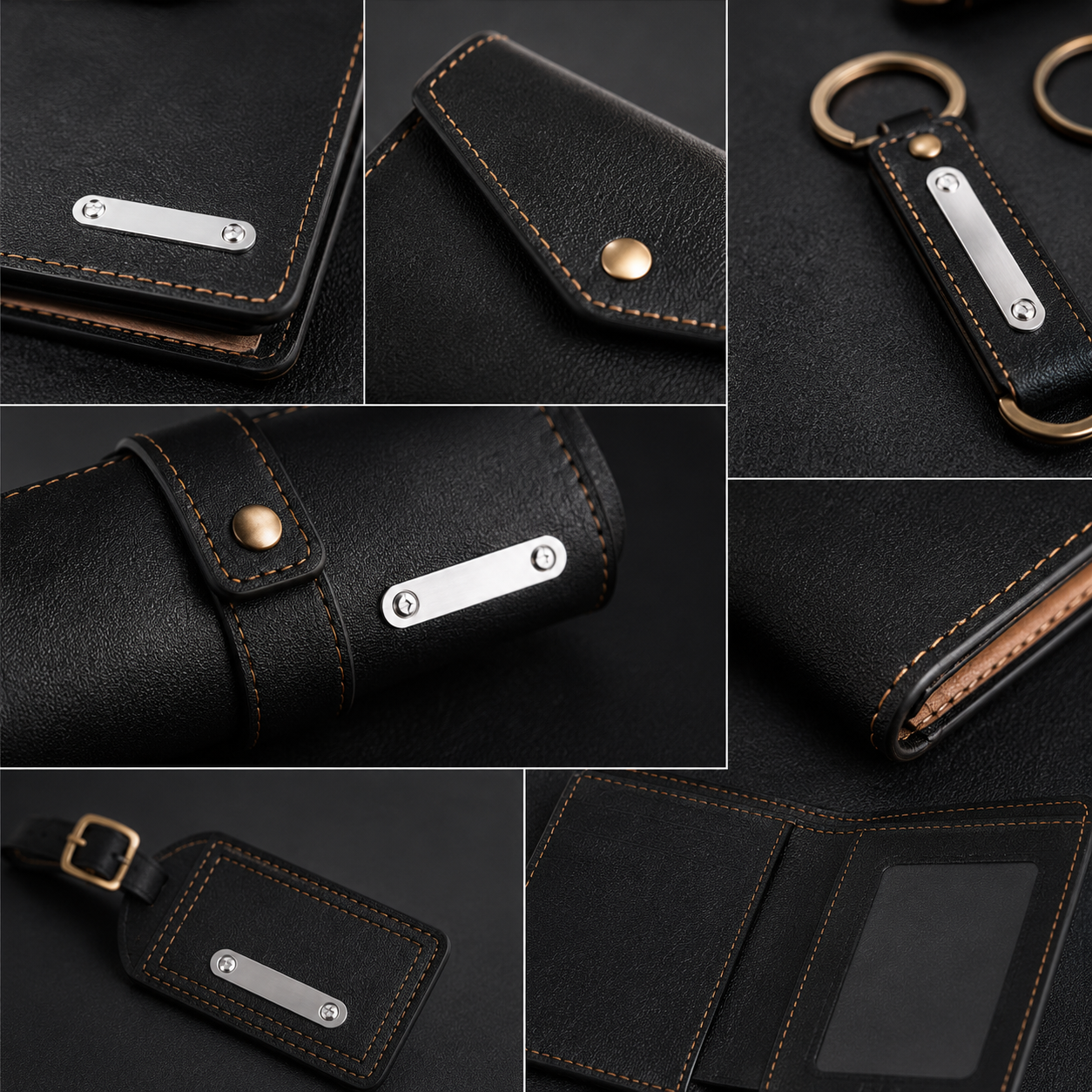 LIFESTYLE COMBO 03 - 8 IN 1 ( BLACK ) LUGGAGE TAG / KEYCHAIN / MENS WALLET / SUNGLASS COVER / CHEQUEBOOK HOLDER / LADIES WALLET / PASSPORT HOLDER / CARDHOLDER image 3