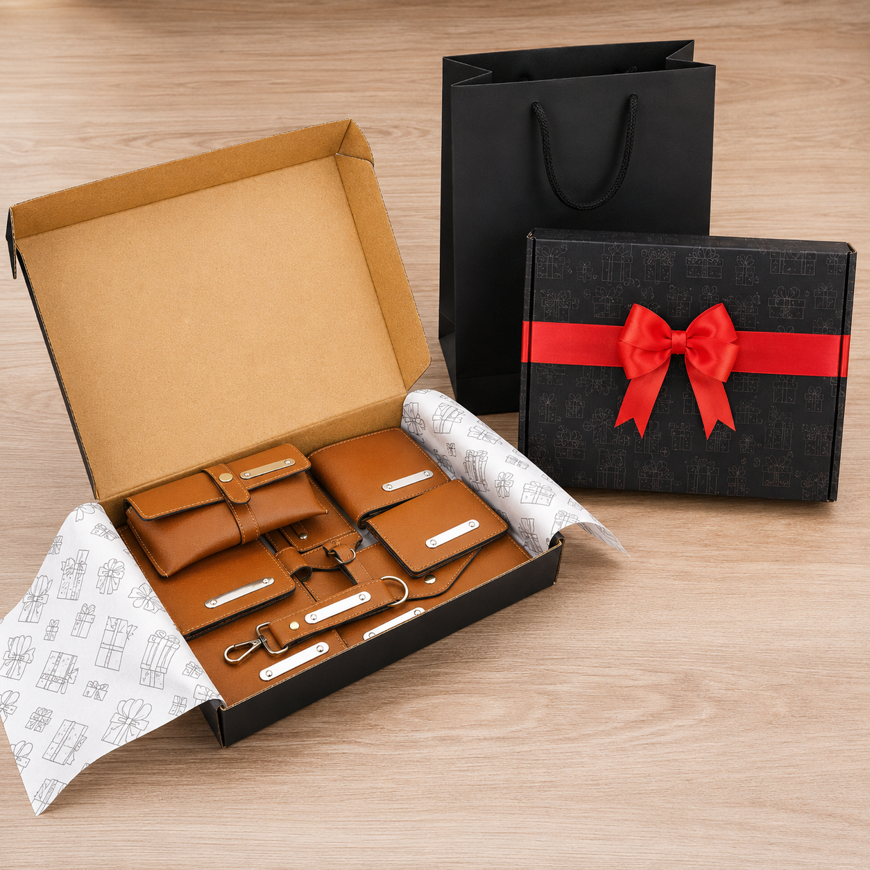 LIFESTYLE COMBO 03 - 8 IN 1 ( BROWN ) LUGGAGE TAG / KEYCHAIN / MENS WALLET / SUNGLASS COVER / CHEQUEBOOK HOLDER / LADIES WALLET / PASSPORT HOLDER / CARDHOLDER