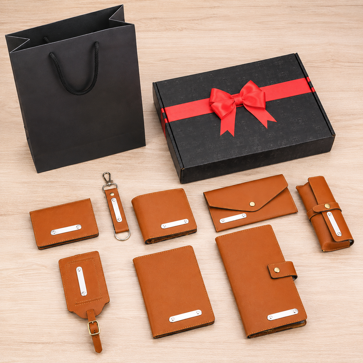 LIFESTYLE COMBO 03 - 8 IN 1 ( BROWN ) LUGGAGE TAG / KEYCHAIN / MENS WALLET / SUNGLASS COVER / CHEQUEBOOK HOLDER / LADIES WALLET / PASSPORT HOLDER / CARDHOLDER image 2