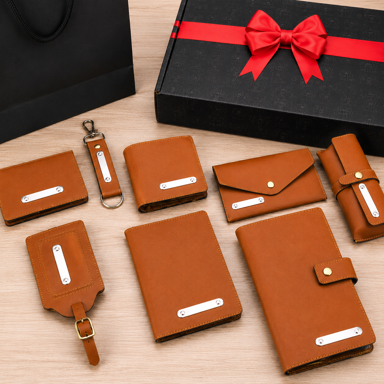 LIFESTYLE COMBO 03 - 8 IN 1 ( BROWN ) LUGGAGE TAG / KEYCHAIN / MENS WALLET / SUNGLASS COVER / CHEQUEBOOK HOLDER / LADIES WALLET / PASSPORT HOLDER / CARDHOLDER image 3