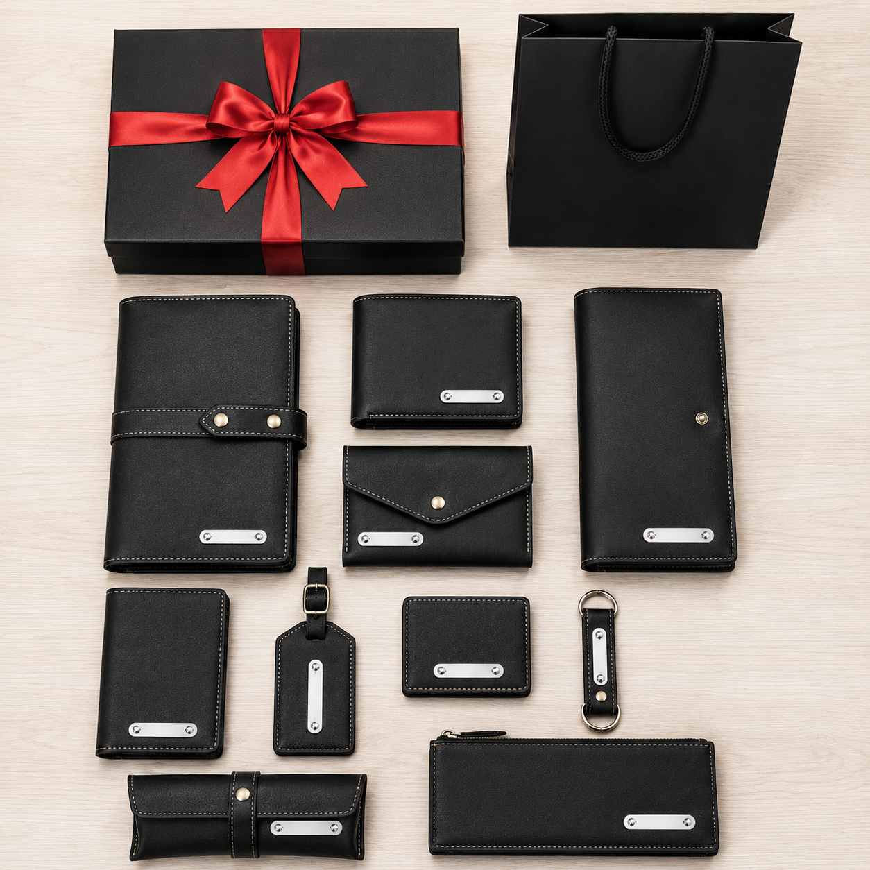 LIFESTYYLE COMBO 05 - 10 IN 1 ( BLACK ) LUGGAGE TAG / KEYCHAIN / MENS WALLET / SUNGLASS COVER / CHEQUEBOOK HOLDER / LADIES WALLET / PASSPORT HOLDER / CARDHOLDER / A5 NOTBOOK / STATIOMERY POUCH  image 3