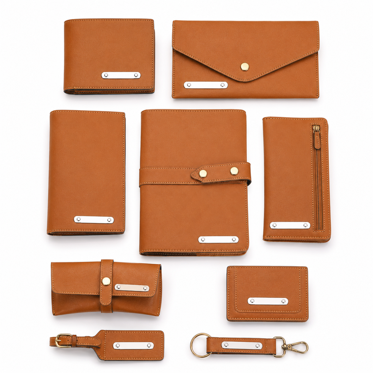 LIFESTYYLE COMBO 05 - 10 IN 1 ( BROWN ) LUGGAGE TAG / KEYCHAIN / MENS WALLET / SUNGLASS COVER / CHEQUEBOOK HOLDER / LADIES WALLET / PASSPORT HOLDER / CARDHOLDER / A5 NOTBOOK / STATIOMERY POUCH  image 3
