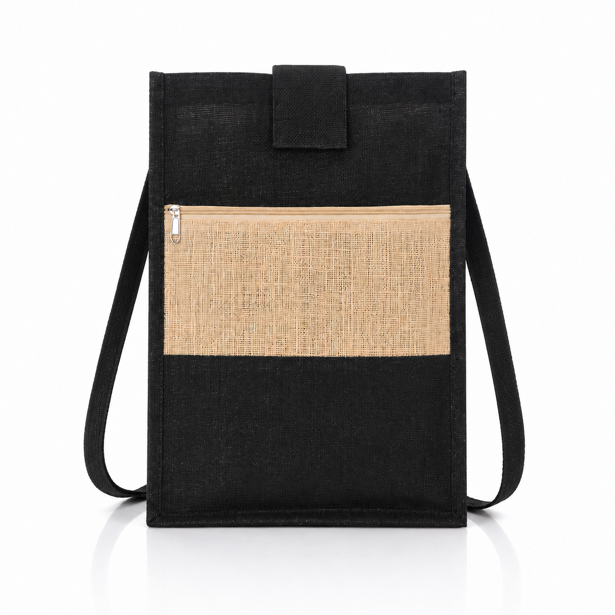 LONG HANDLE FOR EASY SHOULDER CARY / FRONT POKET FOR QUICK ACCESS / SPACIOUS , STURDY & ECO-FFRIENDLY / IDEAL FOR DAILY USE , SHOPPING , OR GIFTING BLACK image 5