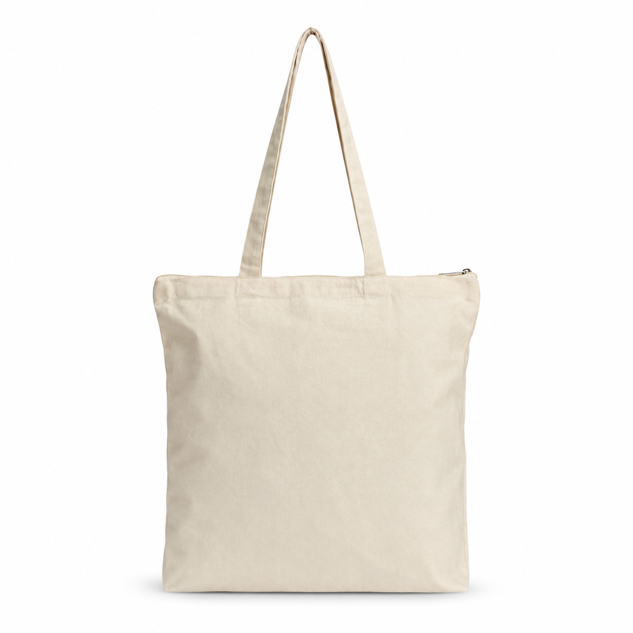 COTTON TOTE BAG WITH ZIPPER WHITE 
