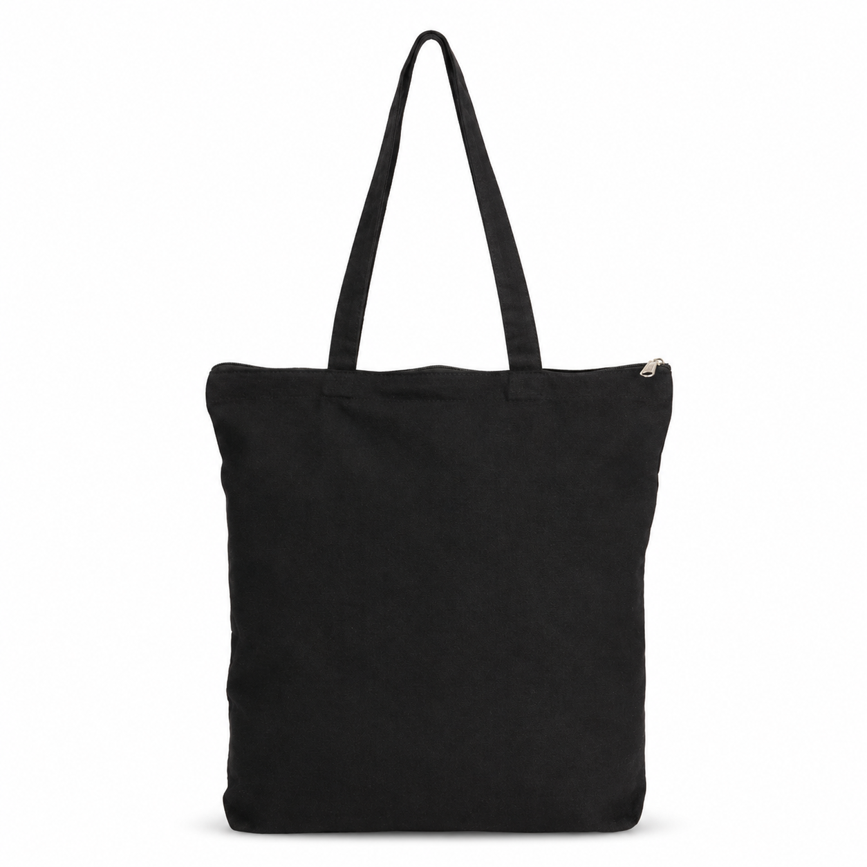 COTTON TOTE BAG WITH ZIPPER BLACK 