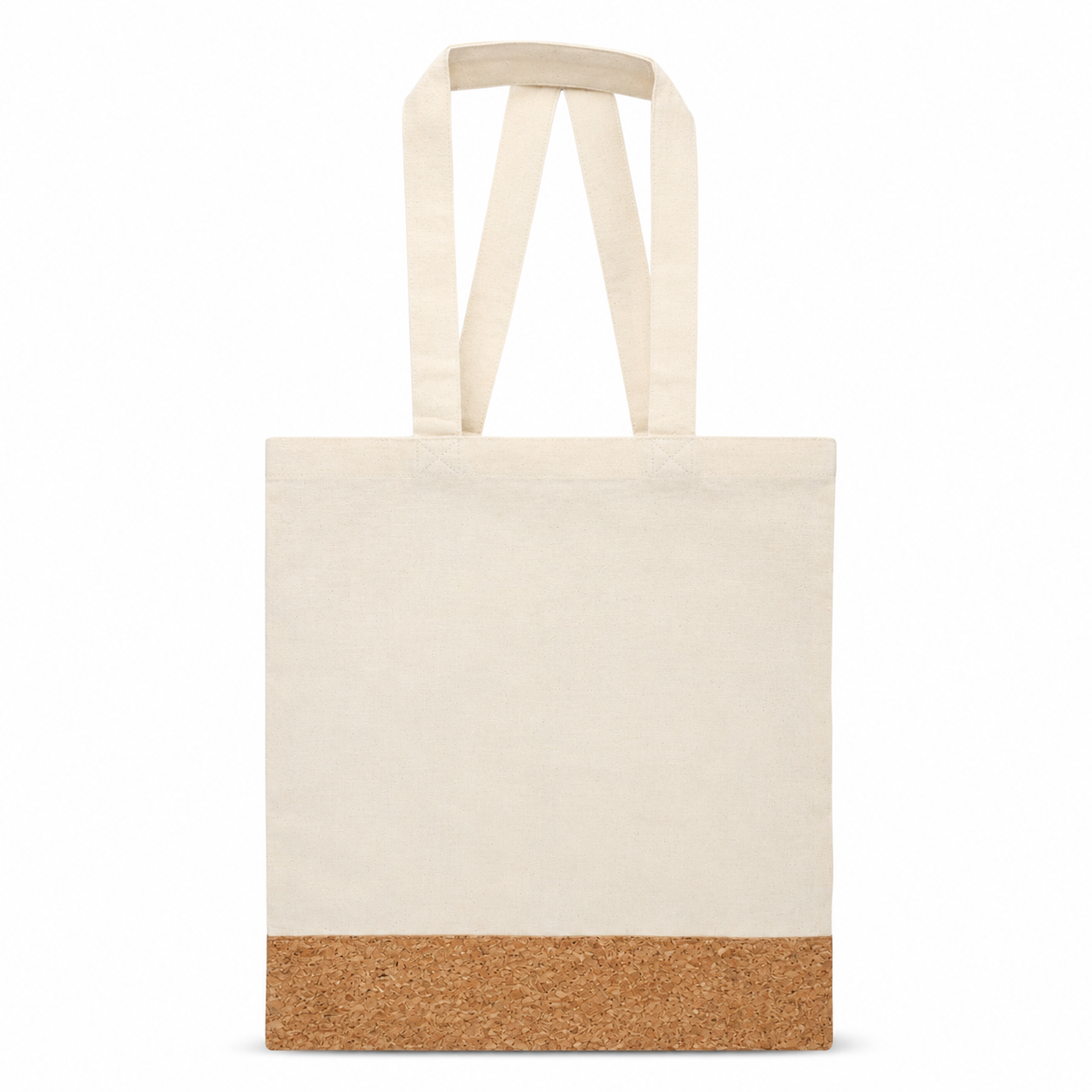 COTTON TOTE BAG WITH CORKPATTERN WHITE