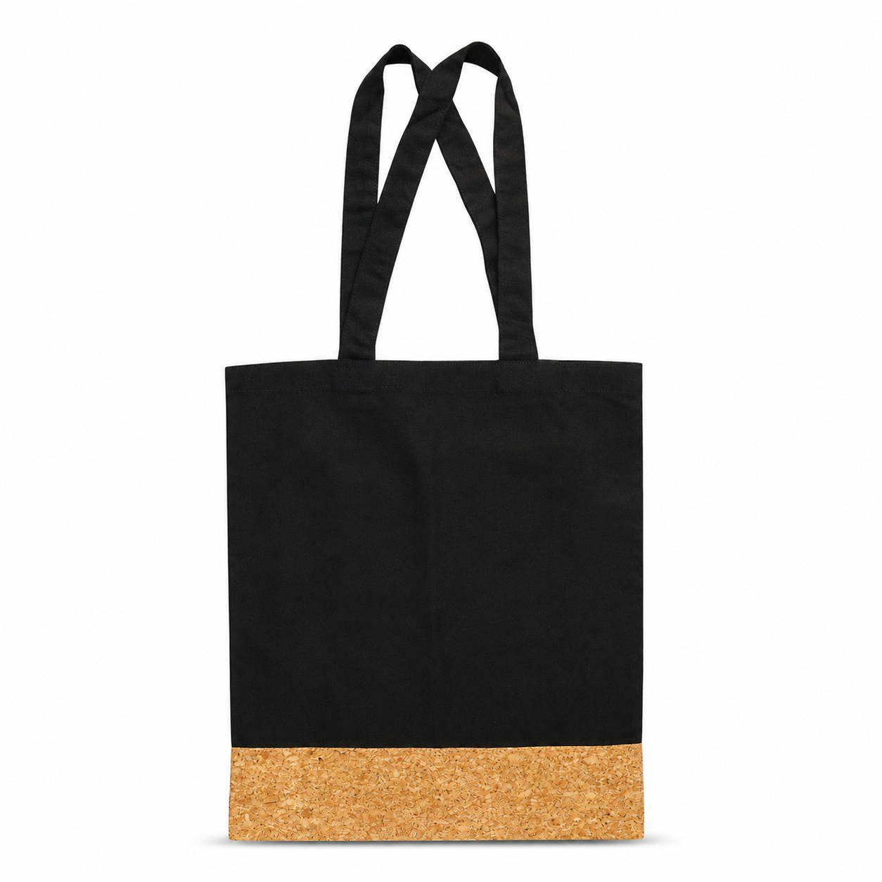 COTTON TOTE BAG WITH CORKPATTERN BLACK