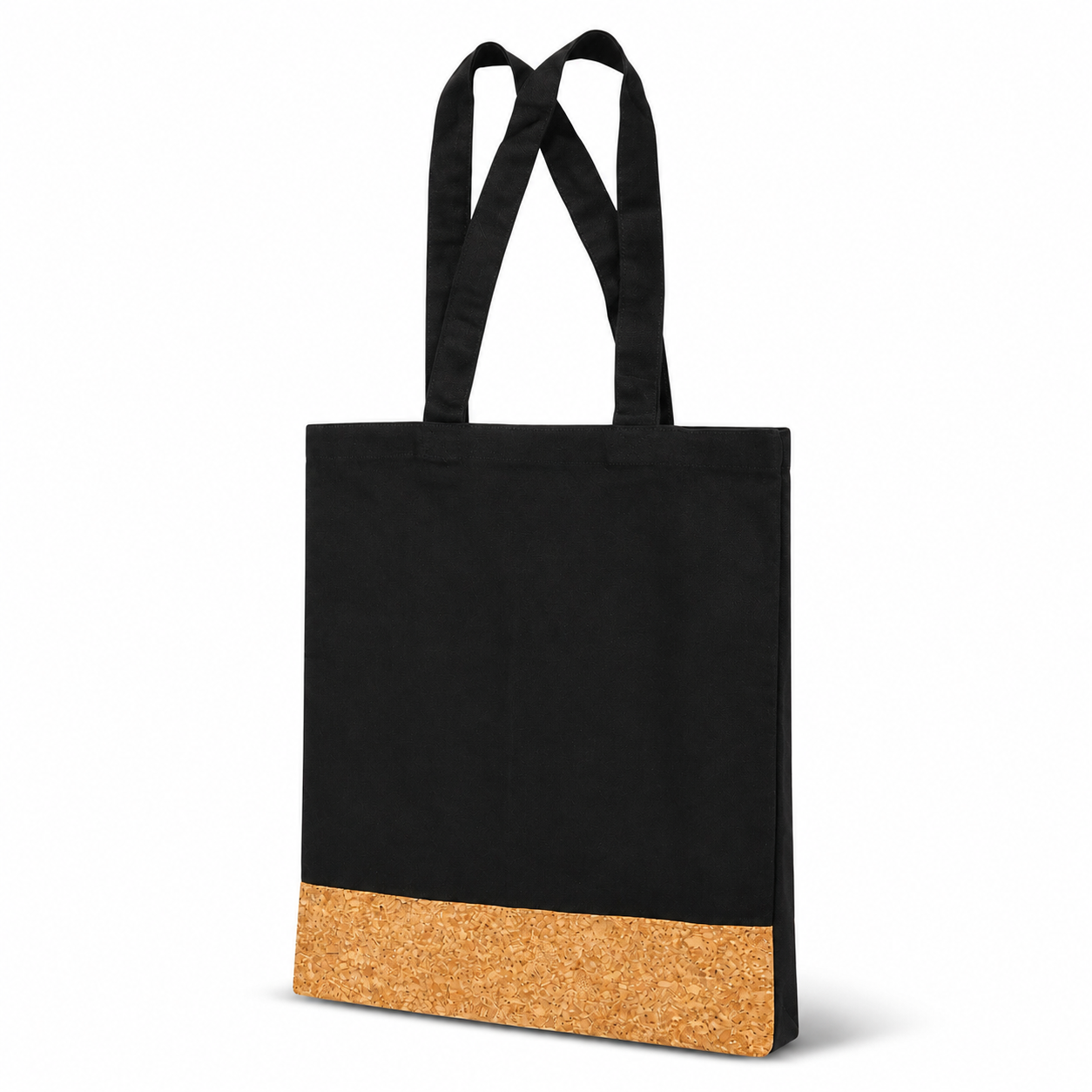 COTTON TOTE BAG WITH CORKPATTERN BLACK image 2