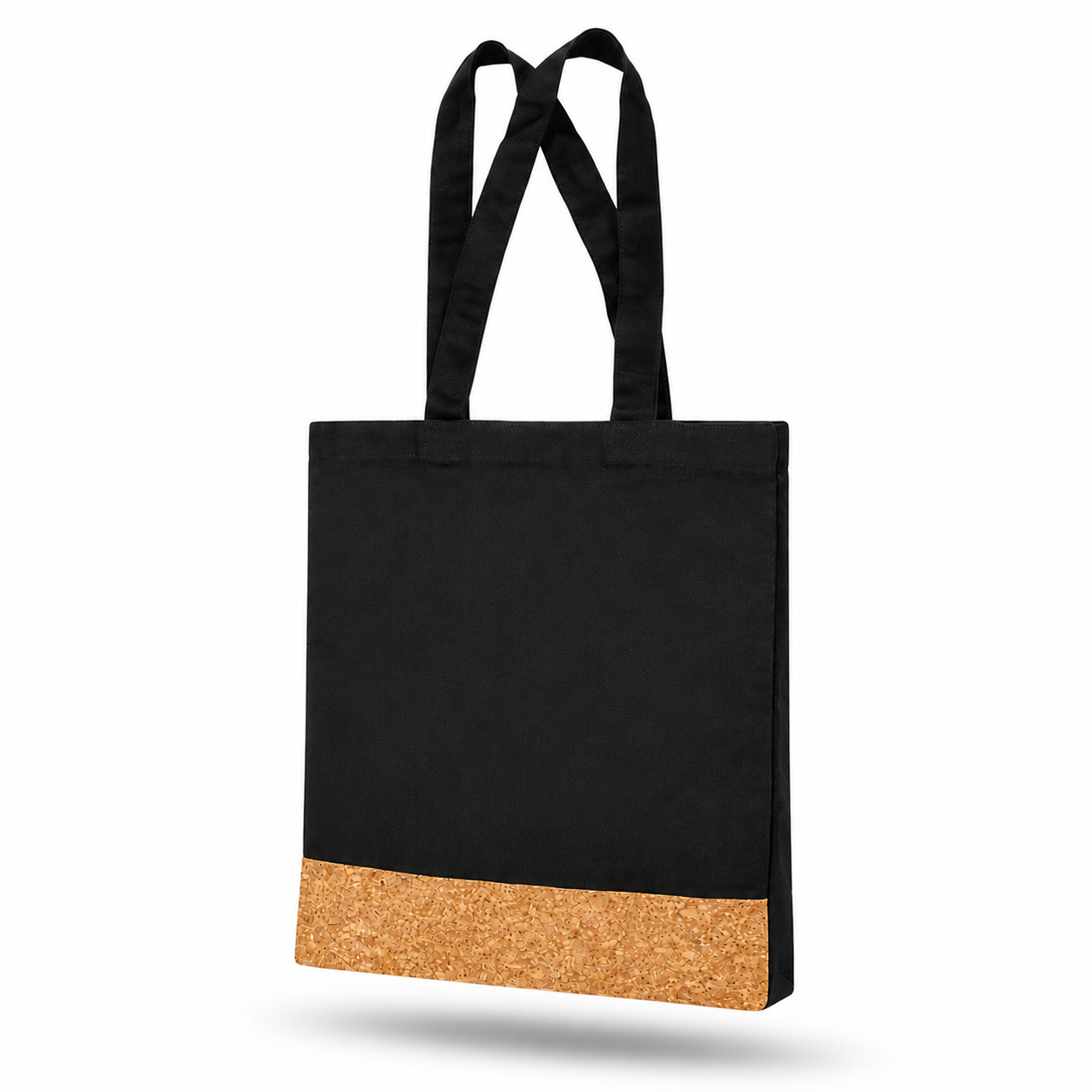 COTTON TOTE BAG WITH CORKPATTERN BLACK image 4