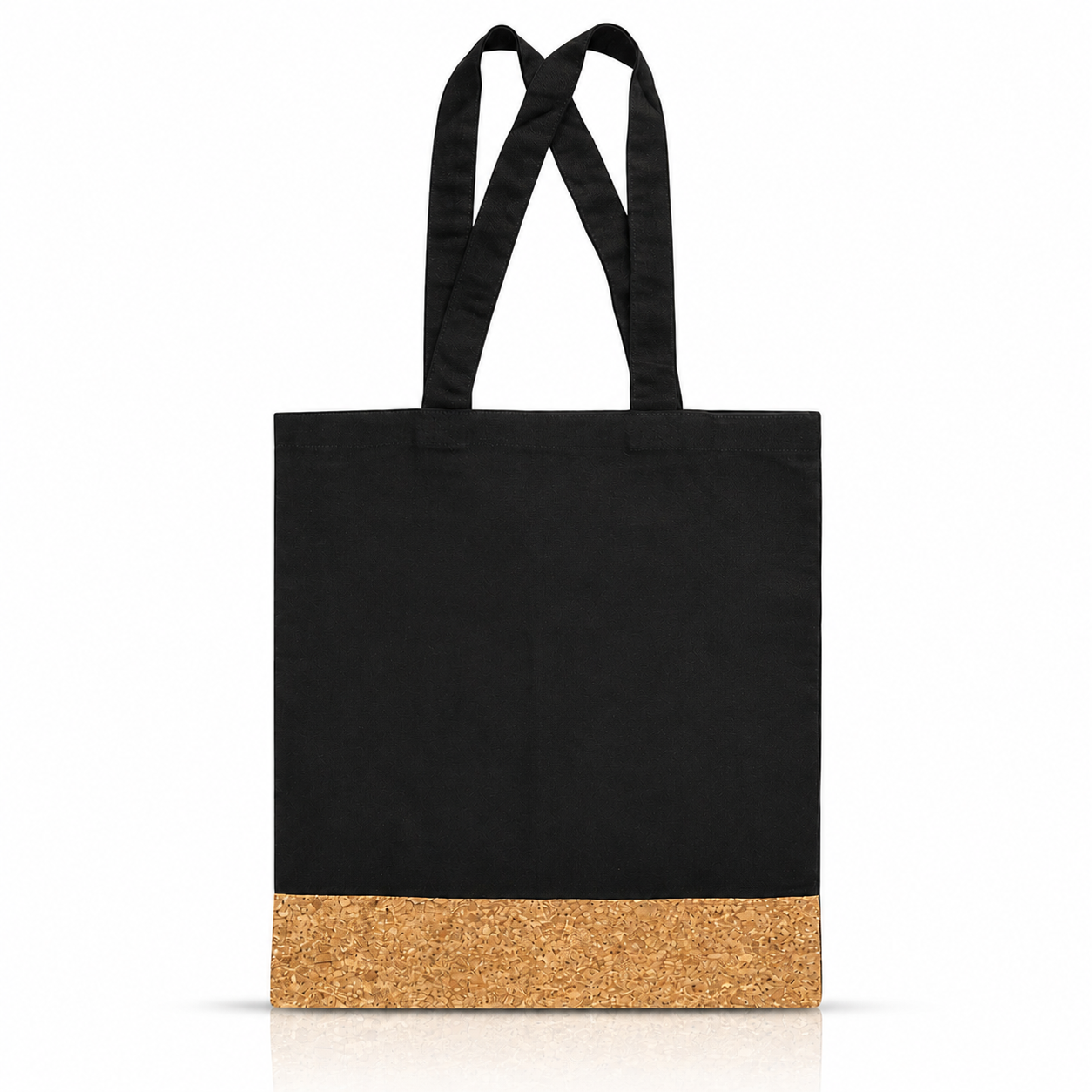 COTTON TOTE BAG WITH CORKPATTERN BLACK image 5