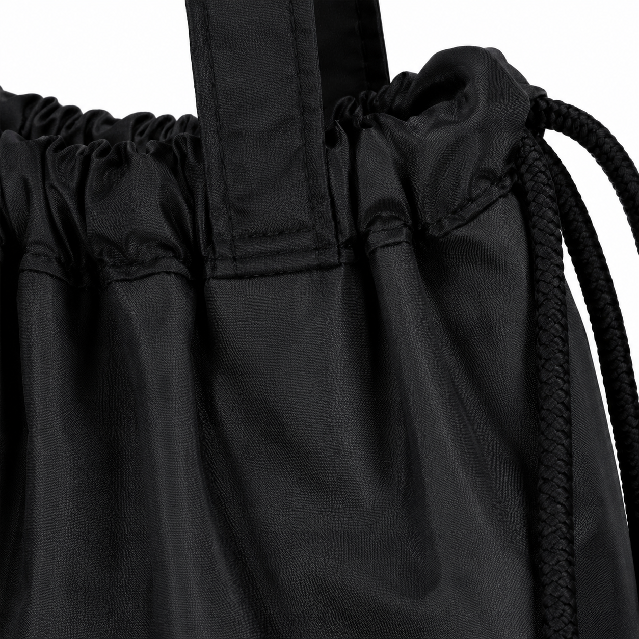 NYLON HAND BAG / DRAWSTRING BAG /  DUAL-FUNCTION CARRY AS OR TOTE OR DRAWSTRING BACKPACK / MADE FROM DURABLE , LIGHWEIGH NYLON / SPACIOUS INTERIOR FOR DAILY ESSENTIALS / IDEAL FOR WORK , TRAVEL , OR GIVEAWAYS BLACK image 5