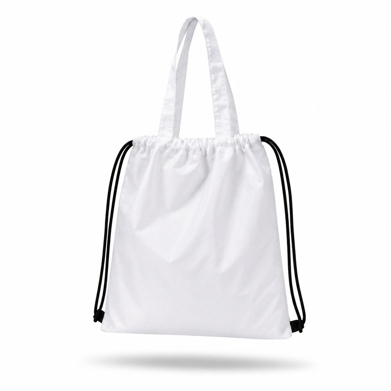 NYLON HAND BAG / DRAWSTRING BAG /  DUAL-FUNCTION CARRY AS OR TOTE OR DRAWSTRING BACKPACK / MADE FROM DURABLE , LIGHWEIGH NYLON / SPACIOUS INTERIOR FOR DAILY ESSENTIALS / IDEAL FOR WORK , TRAVEL , OR GIVEAWAYS WHITE  image 4