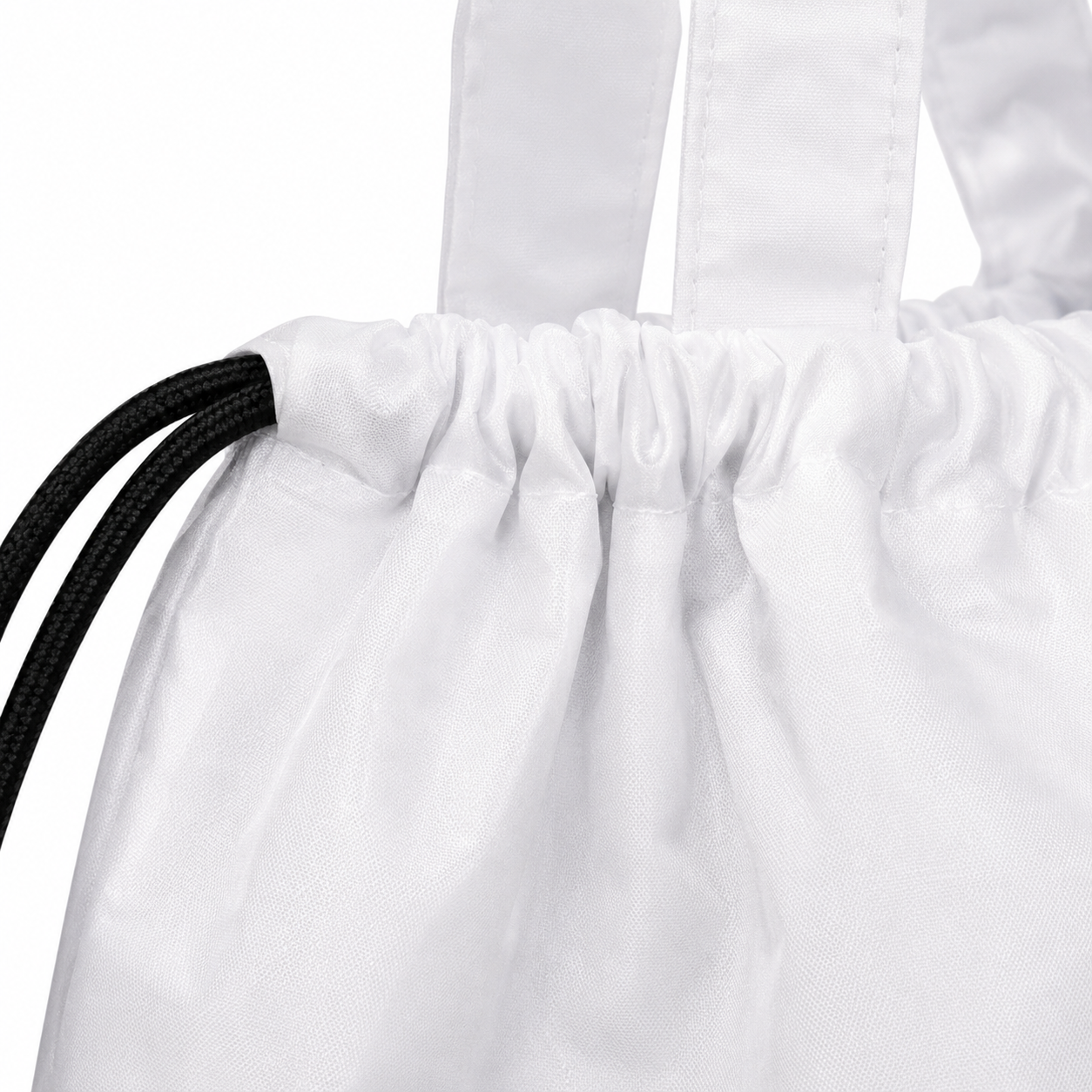 NYLON HAND BAG / DRAWSTRING BAG /  DUAL-FUNCTION CARRY AS OR TOTE OR DRAWSTRING BACKPACK / MADE FROM DURABLE , LIGHWEIGH NYLON / SPACIOUS INTERIOR FOR DAILY ESSENTIALS / IDEAL FOR WORK , TRAVEL , OR GIVEAWAYS WHITE  image 5