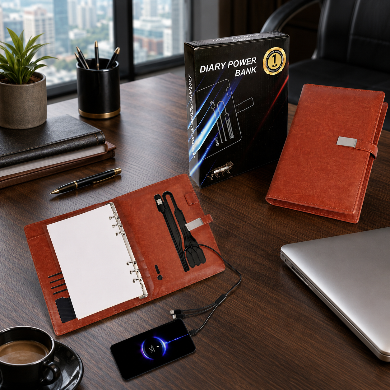 5000 MAH POWERBANK DIARY BROWN image 2