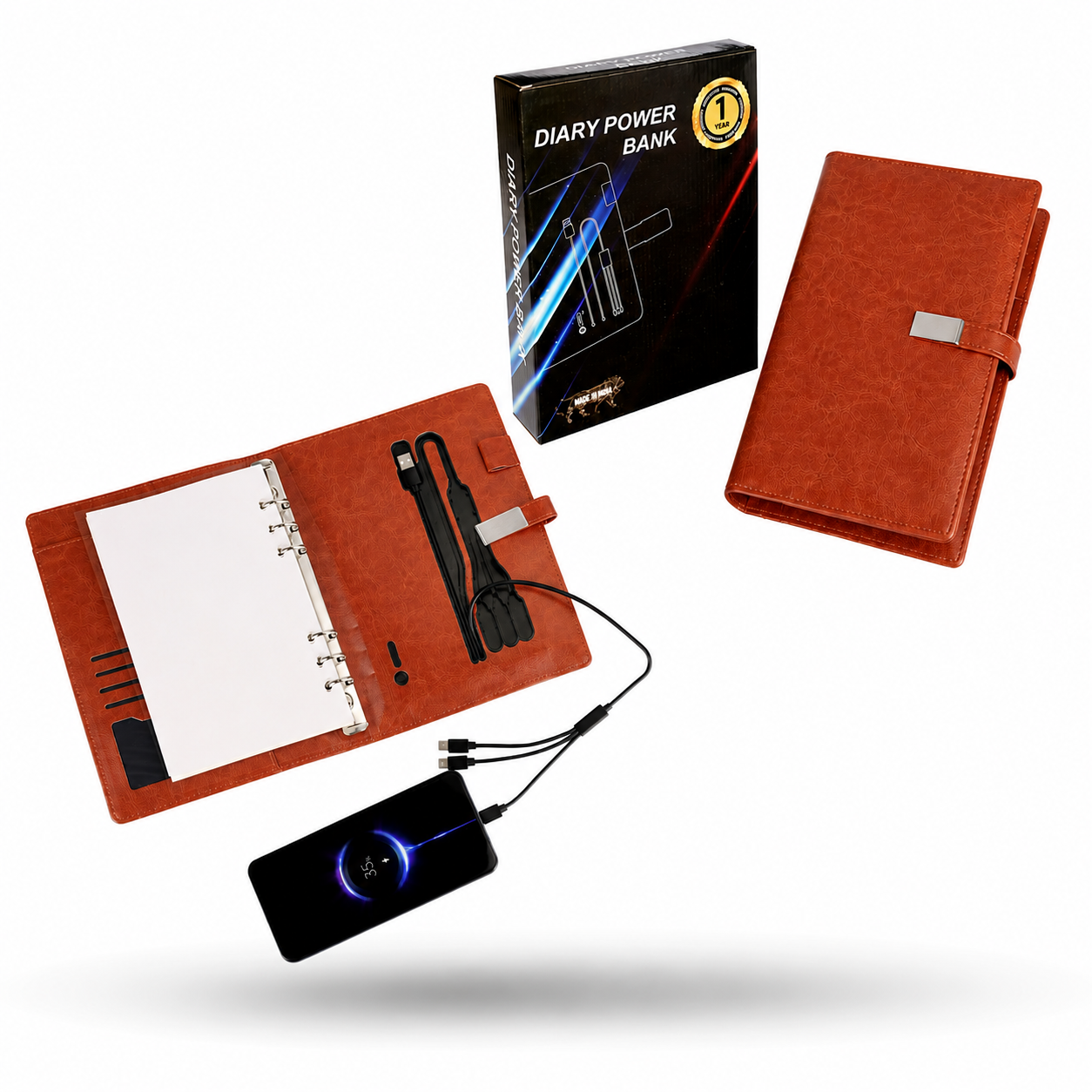 5000 MAH POWERBANK DIARY BROWN image 3