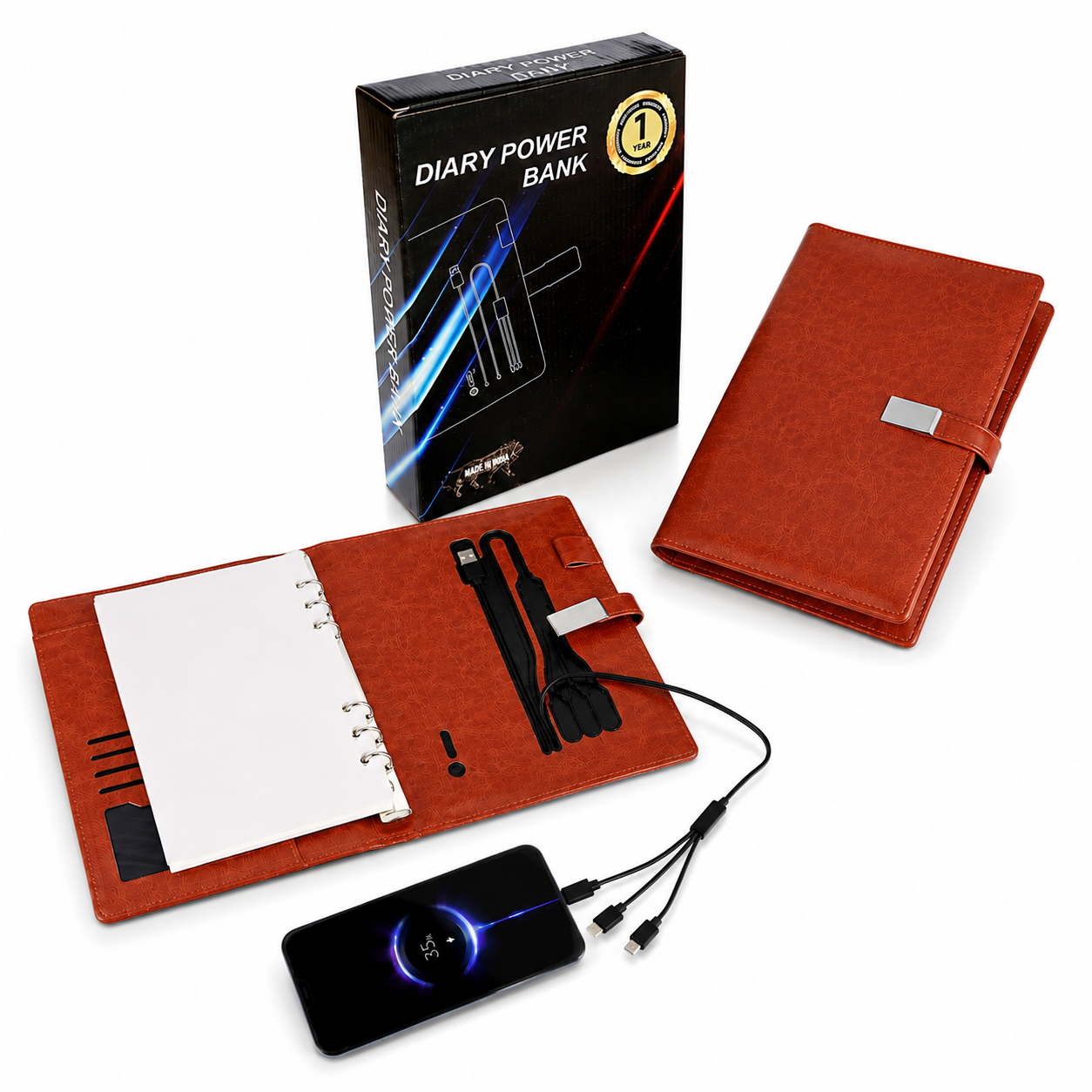 5000 MAH POWERBANK DIARY BROWN image 4