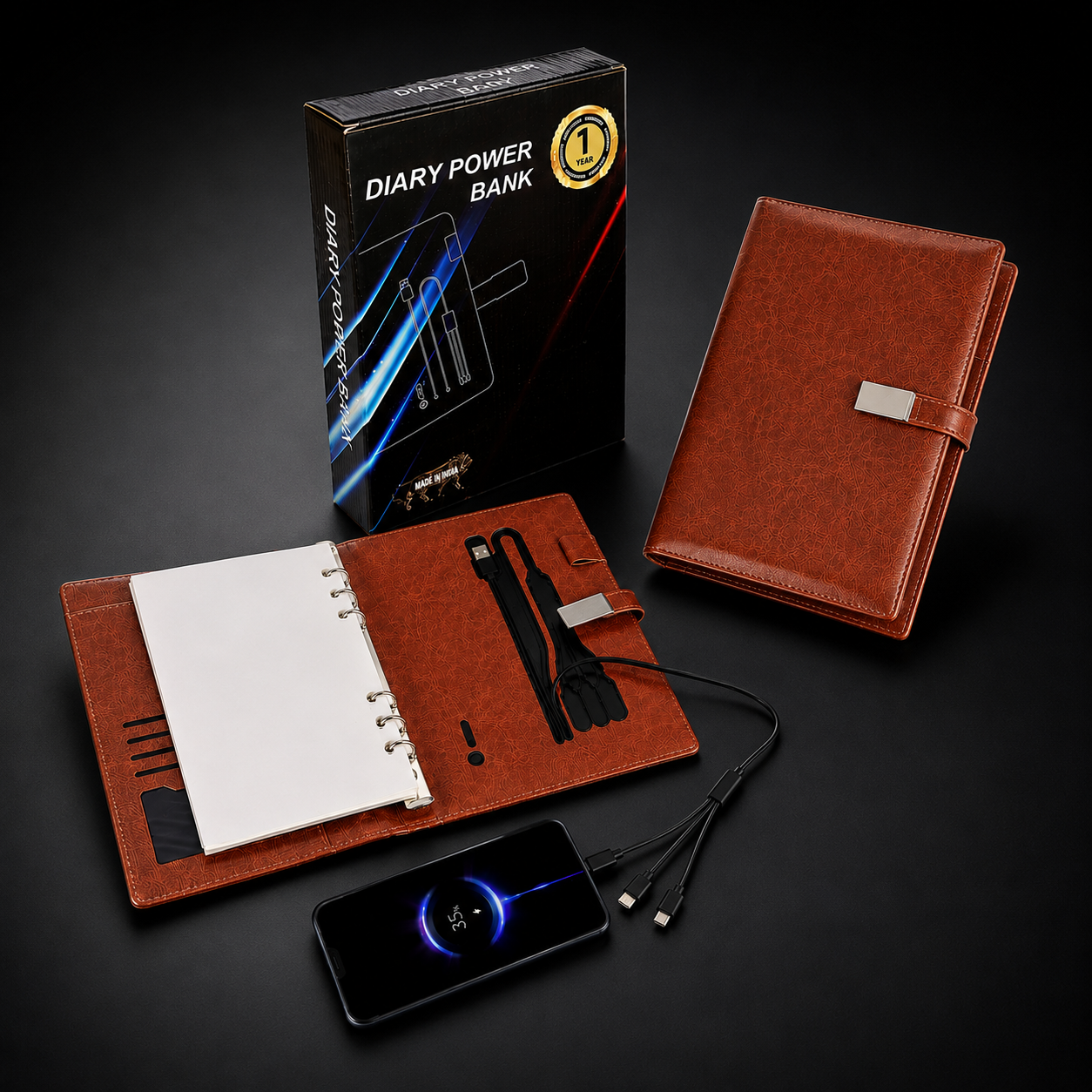 5000 MAH POWERBANK DIARY BROWN image 5