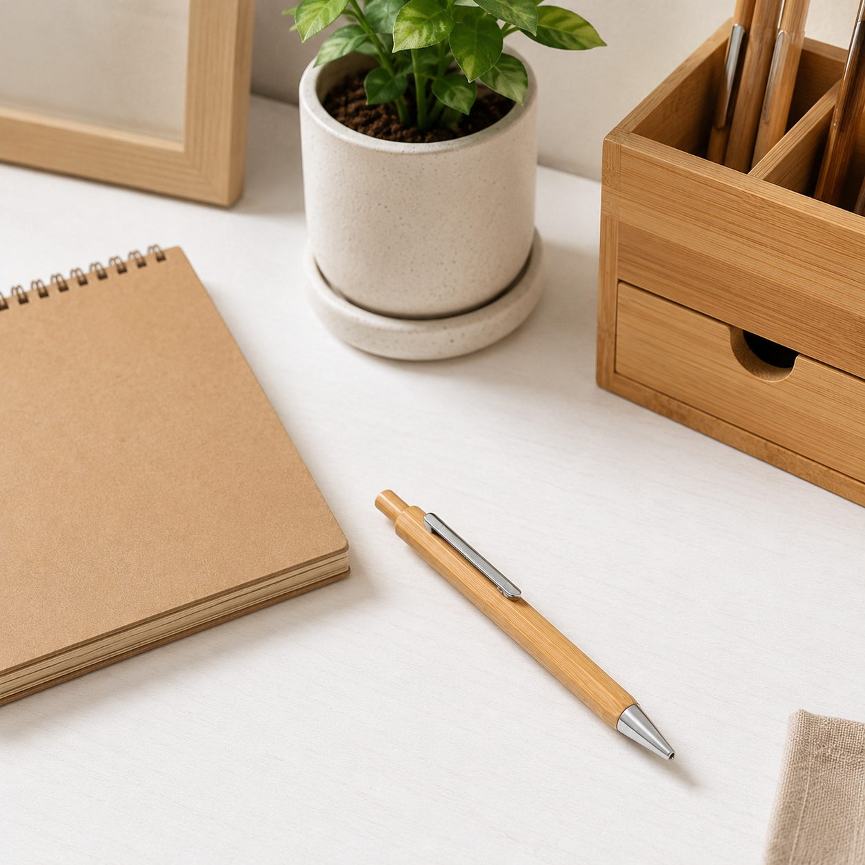 BP11- Bamboo Hexagonal pen with Bamboo Pusher image 4
