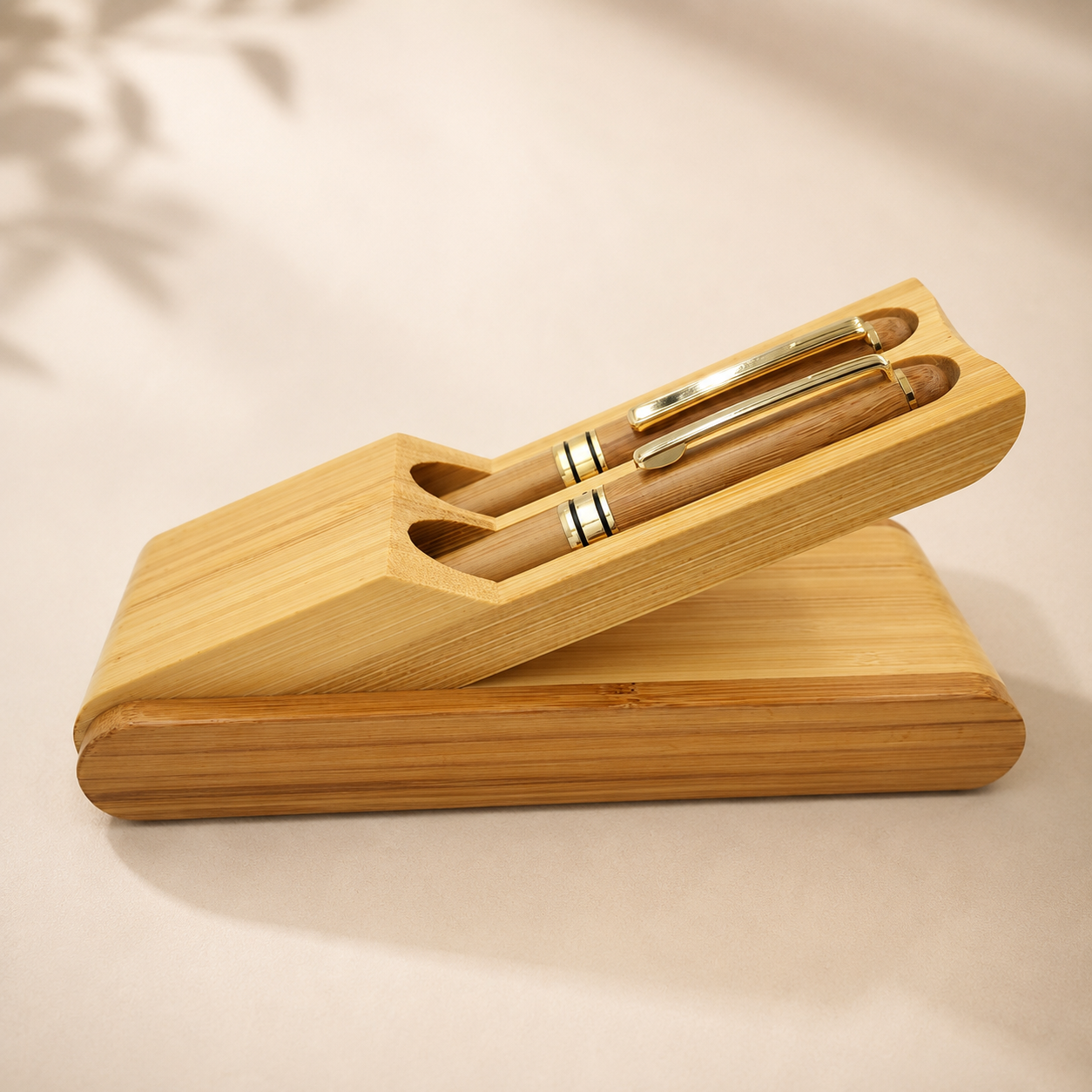 PB6 Bamboo Gift Box cum pen standee for 2 Pen image 3