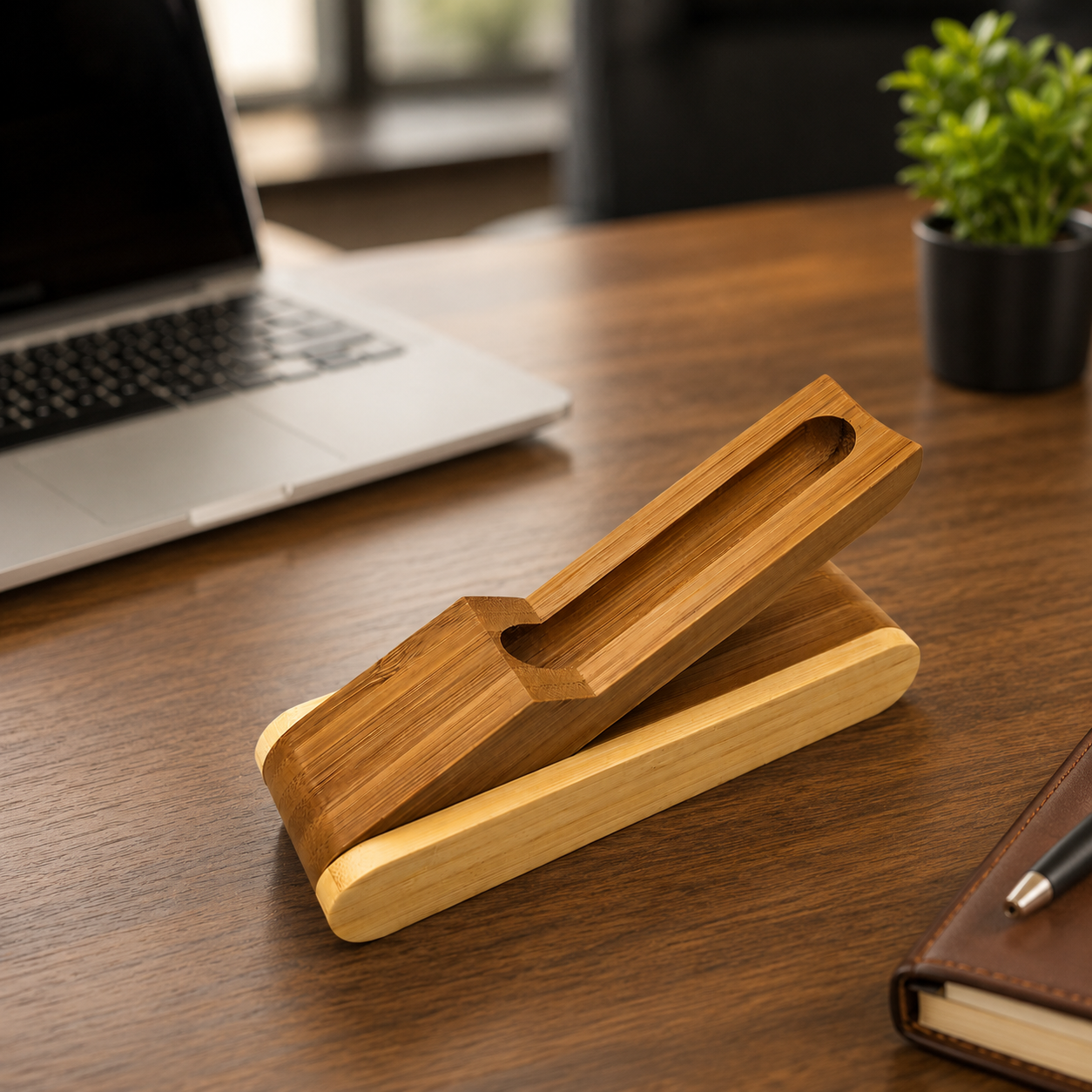 PB7 Bamboo Gift Box cum pen standee for 1 Pen image 3