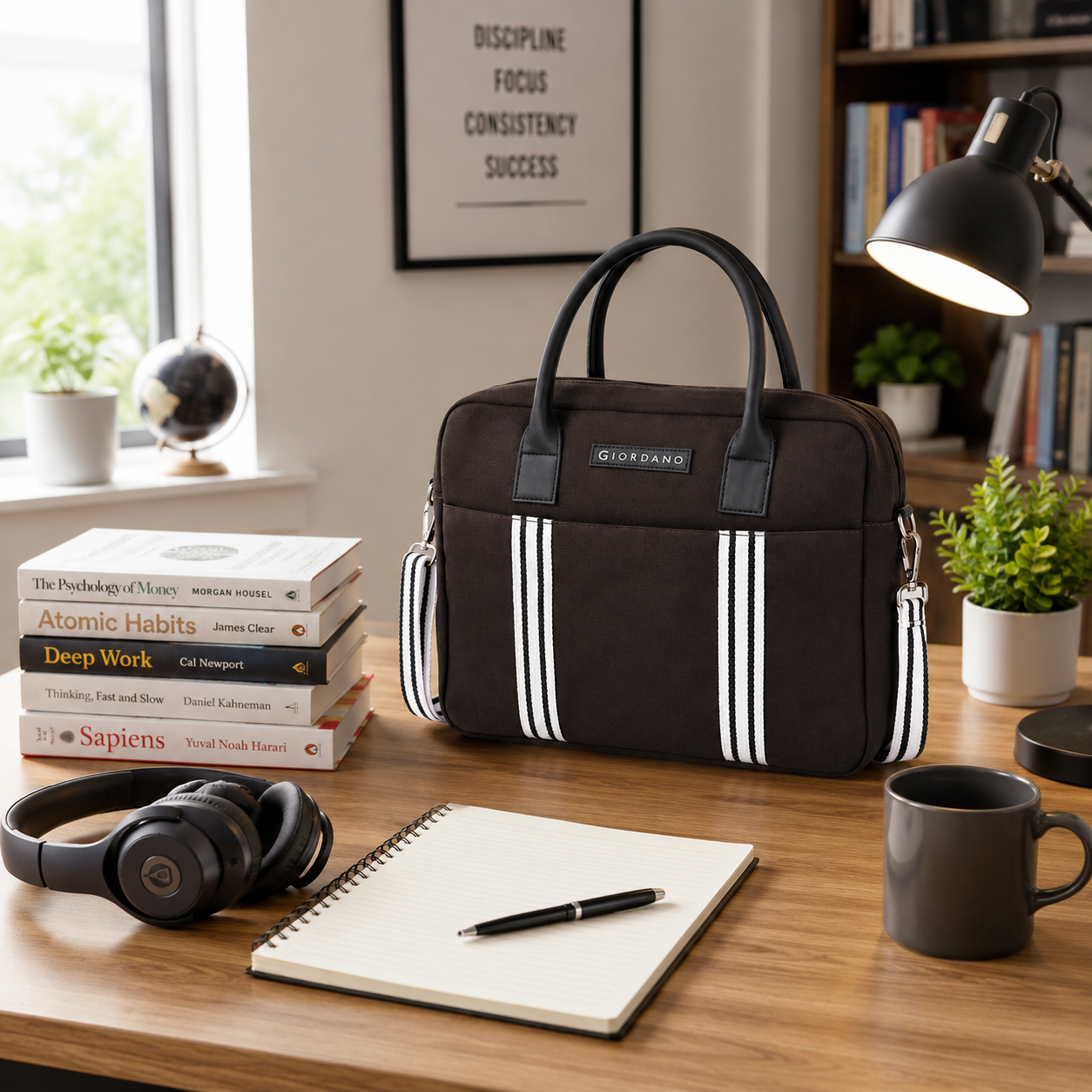 G 01 GIORDANA STRIPES CANVAS LAPTOP BAG 01 BROWN image 2