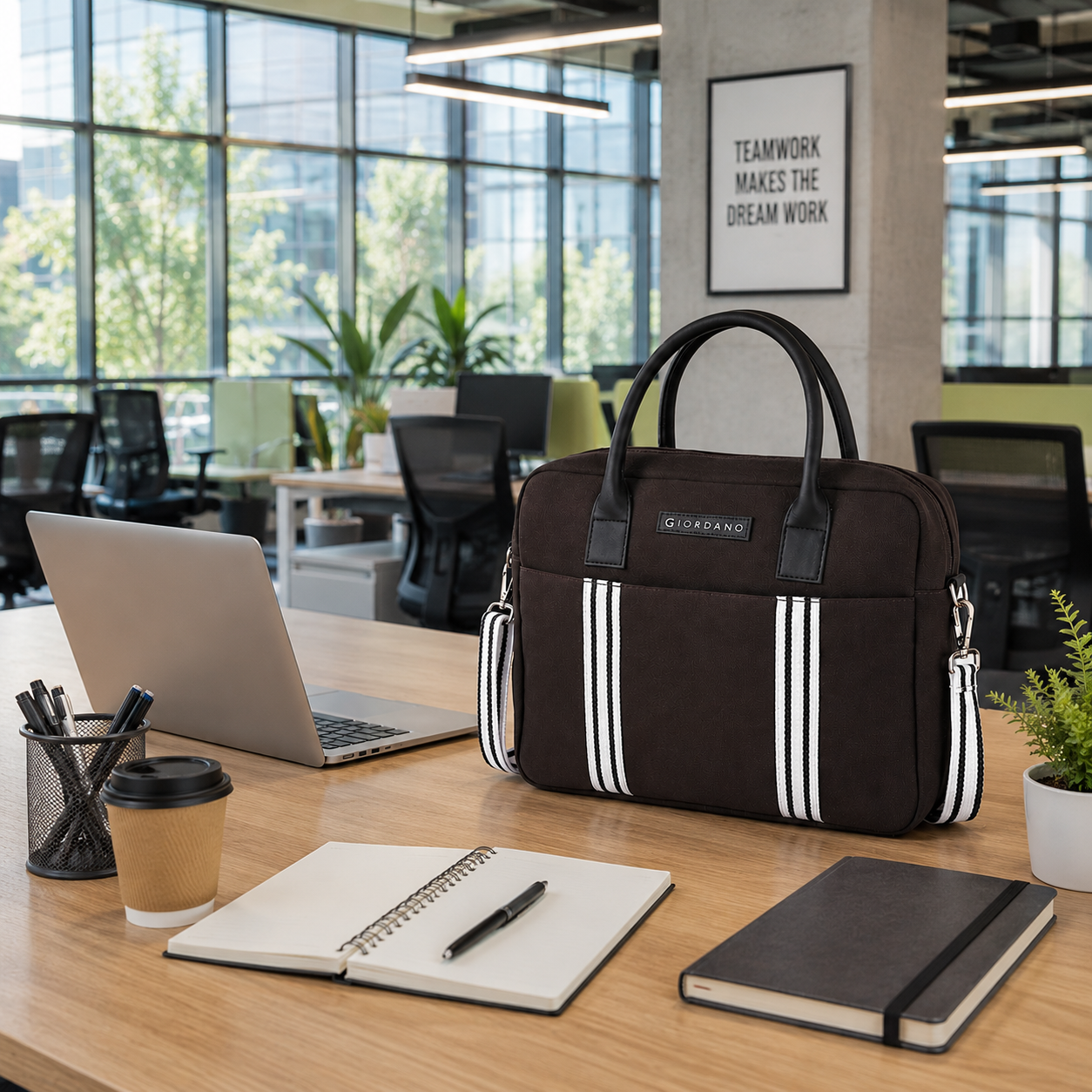 G 01 GIORDANA STRIPES CANVAS LAPTOP BAG 01 BROWN image 5