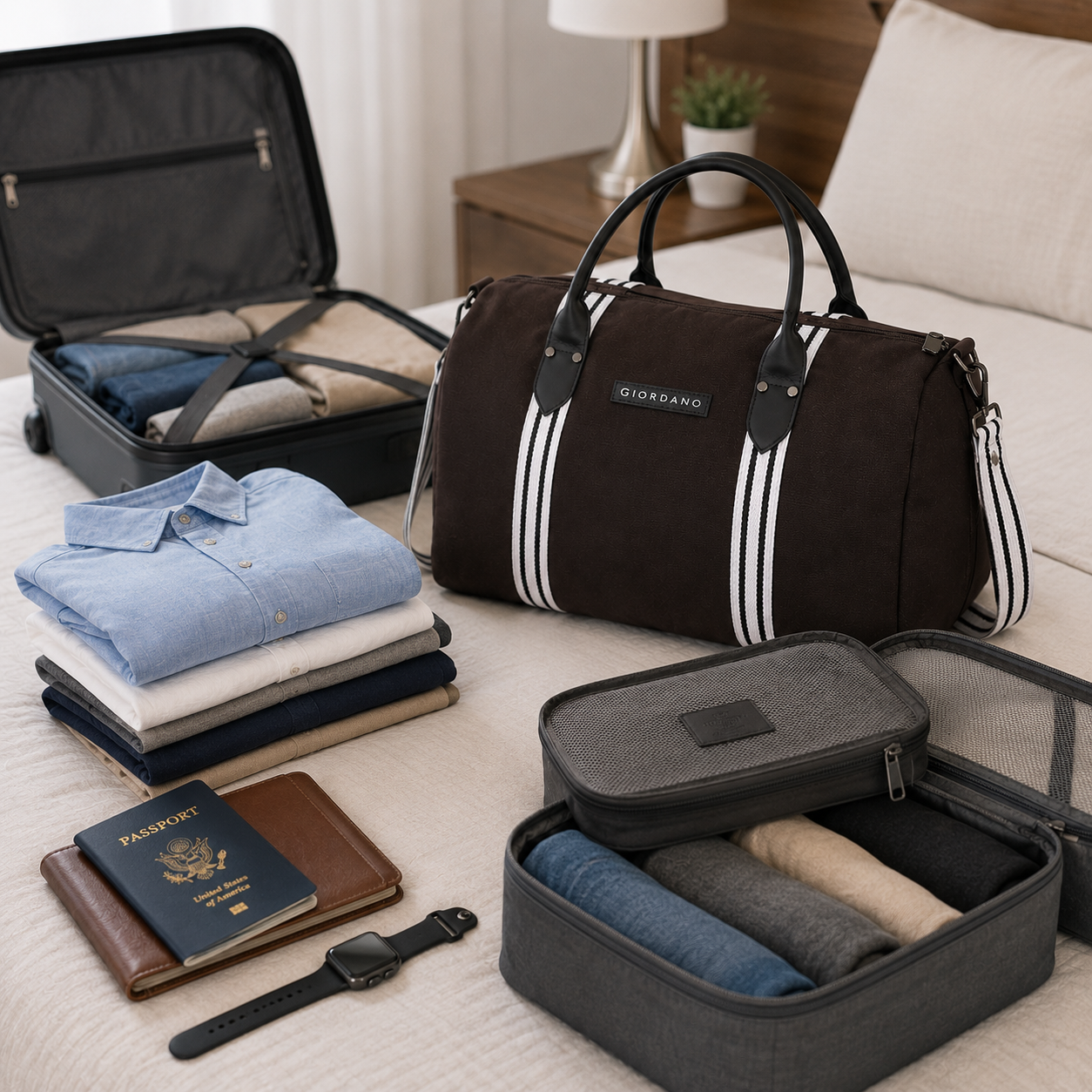 G 02 GIORDANA STRIPES CANVAS DUFFLE BAG 01 BROWN image 4