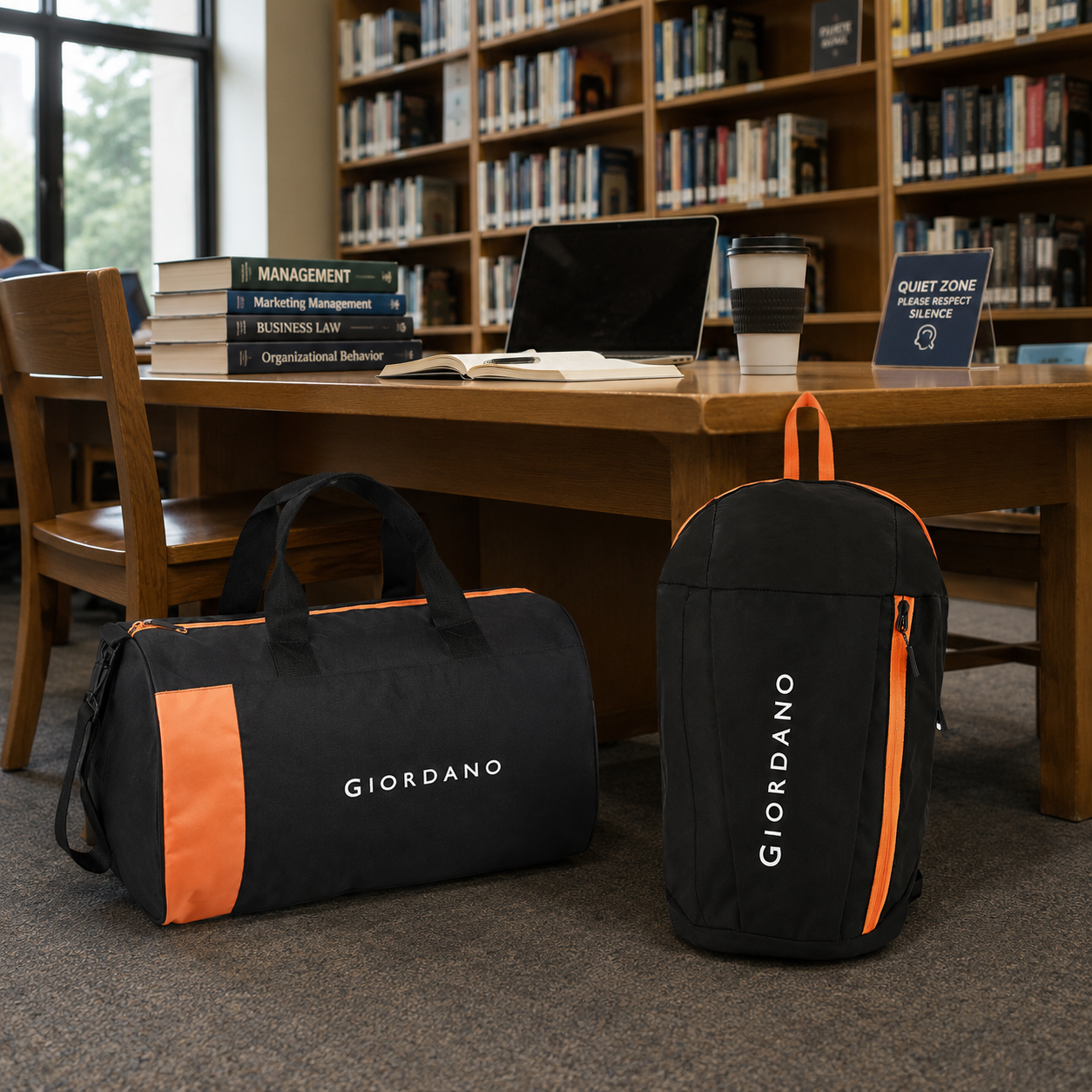 GIORDANO ECO LAPTOP BAG & DUFFLE BAG BLACK -01