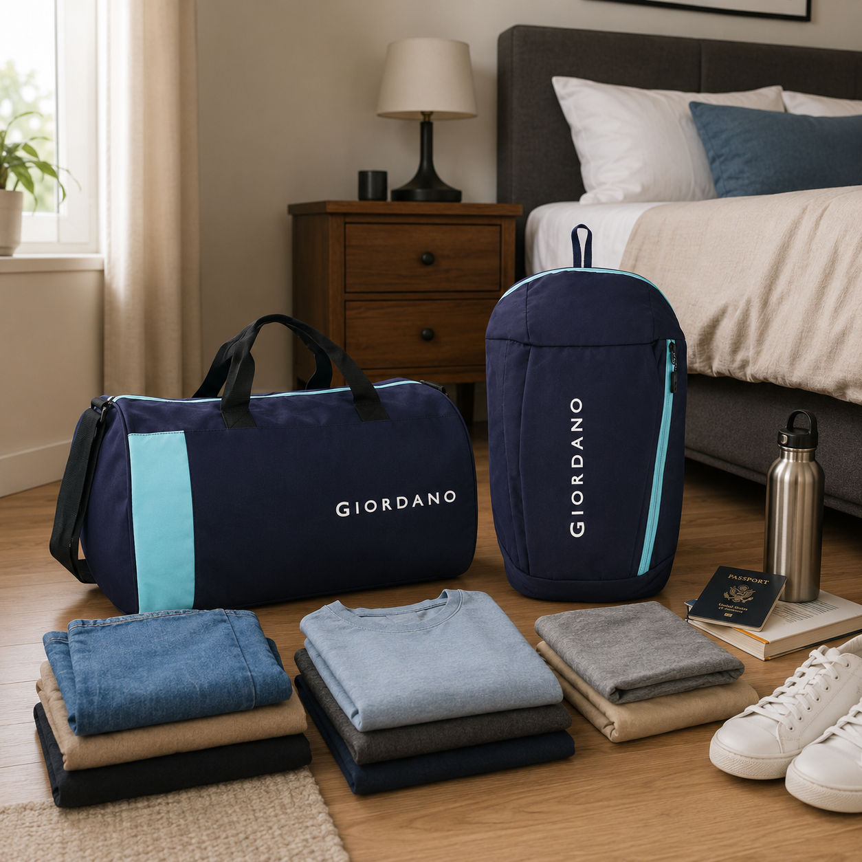 GIORDANO ECO LAPTOP BAG & DUFFLE BAG BLUE - 03