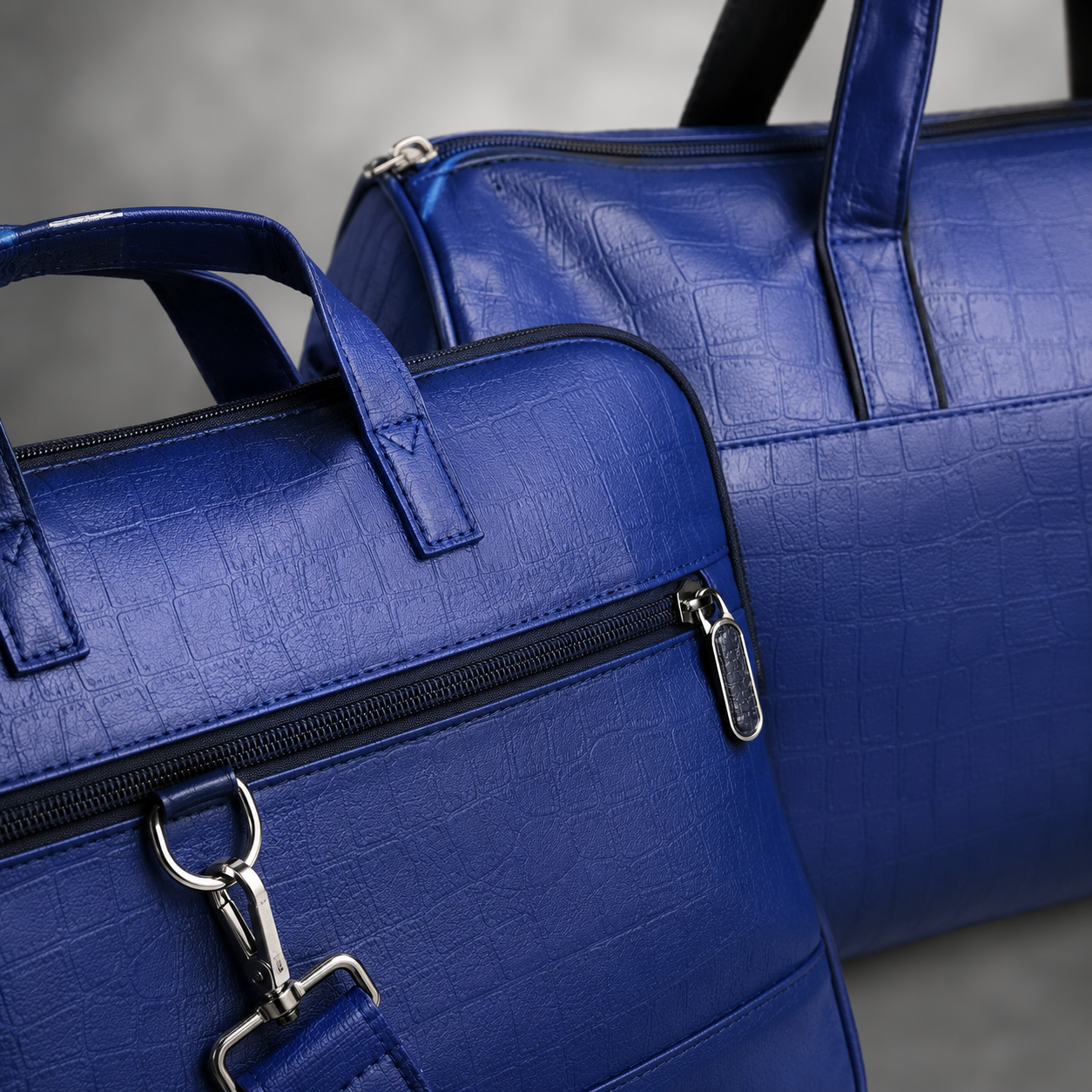 TRAVEL VOMBO 1 CROCO DESIGN LAPTOP BAG / 1 CROCO DESIGN DUFFLE BAG / 1CROCO DESIGN MULTIPURPOSE POUCH / 1 CROCO DESIGN SLING BAG NAVY BLUE image 2