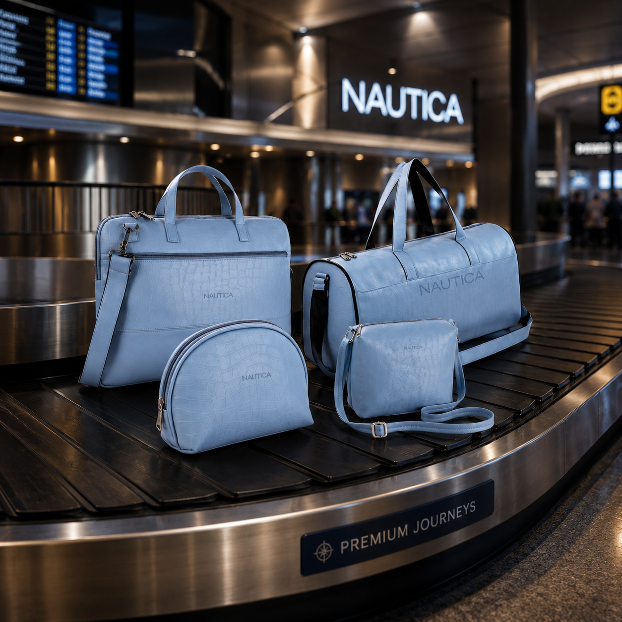 TRAVEL VOMBO 1 CROCO DESIGN LAPTOP BAG / 1 CROCO DESIGN DUFFLE BAG / 1CROCO DESIGN MULTIPURPOSE POUCH / 1 CROCO DESIGN SLING BAG LIGHT BLUE image 5