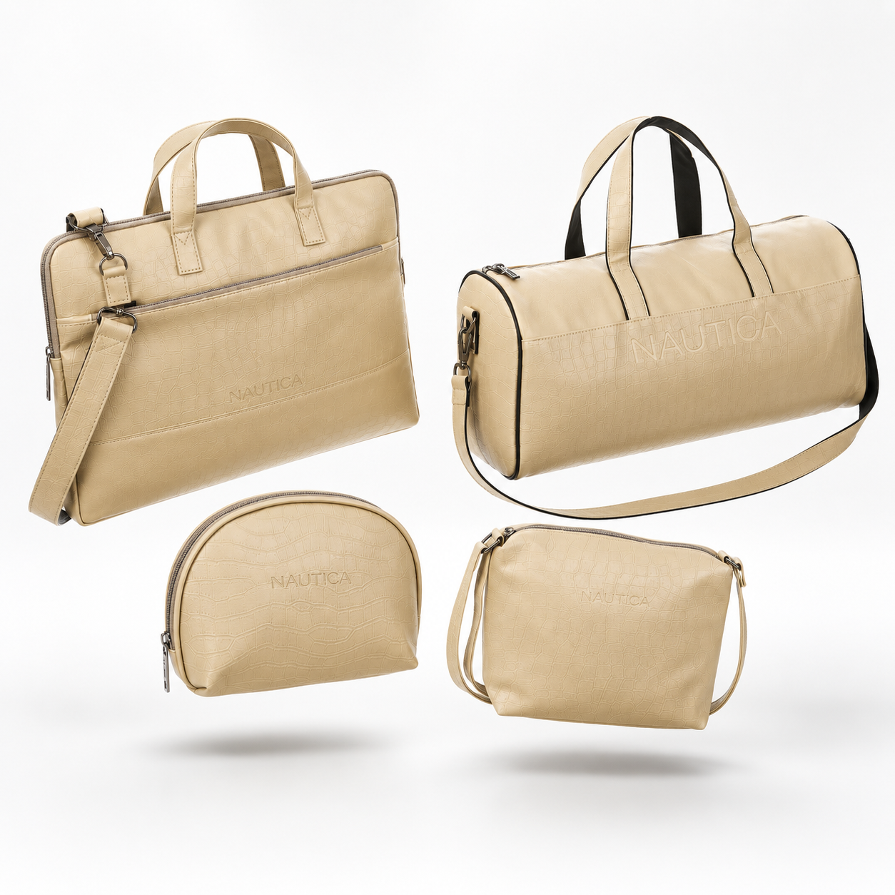 TRAVEL VOMBO 1 CROCO DESIGN LAPTOP BAG / 1 CROCO DESIGN DUFFLE BAG / 1CROCO DESIGN MULTIPURPOSE POUCH / 1 CROCO DESIGN SLING BAG IVORY image 5