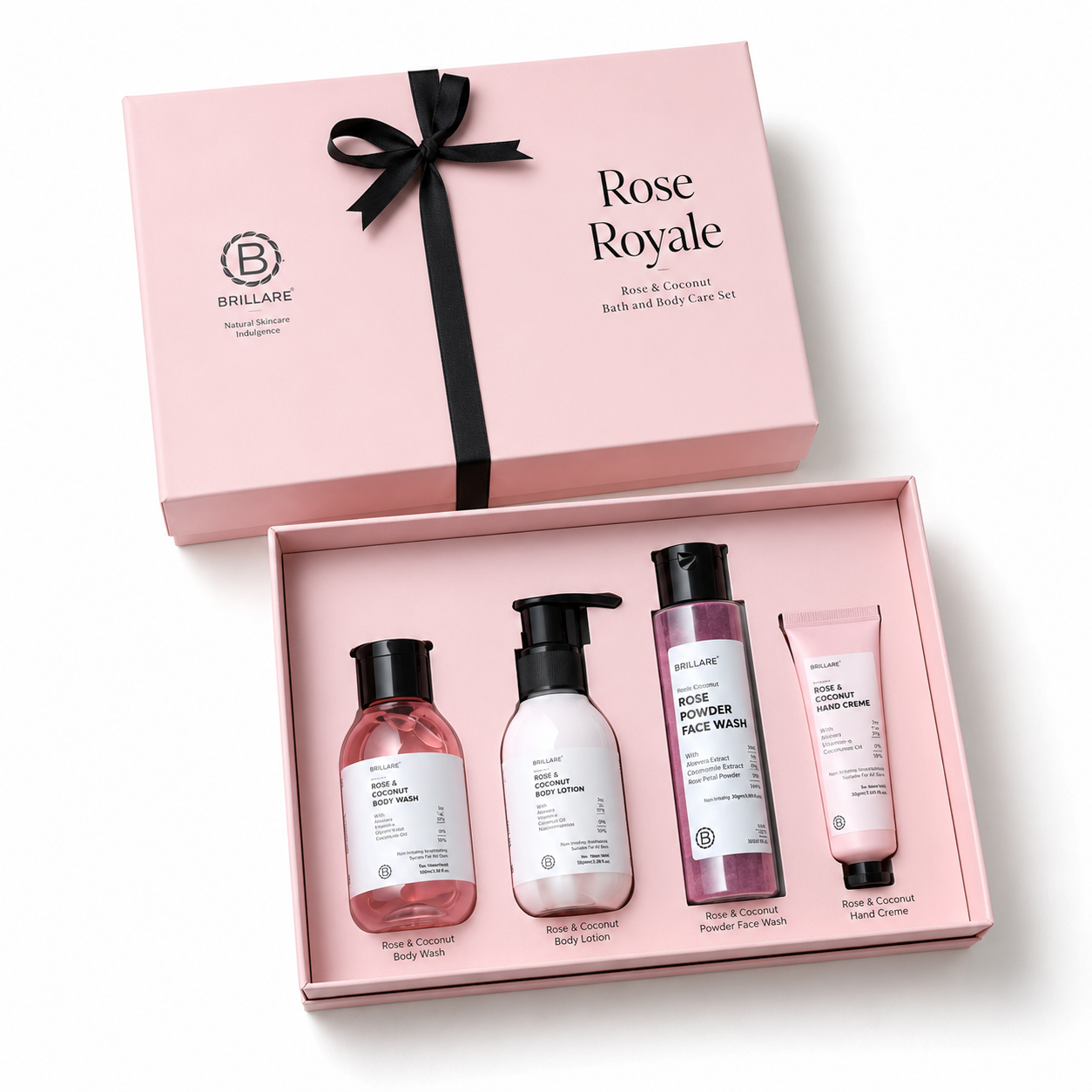 ROSE ROYALE GIFT SET CONTENTS : BODY WASH 100ML / POWDER FASE WASH 30g BODY LOTION 100G / HAND CRÈME 30G