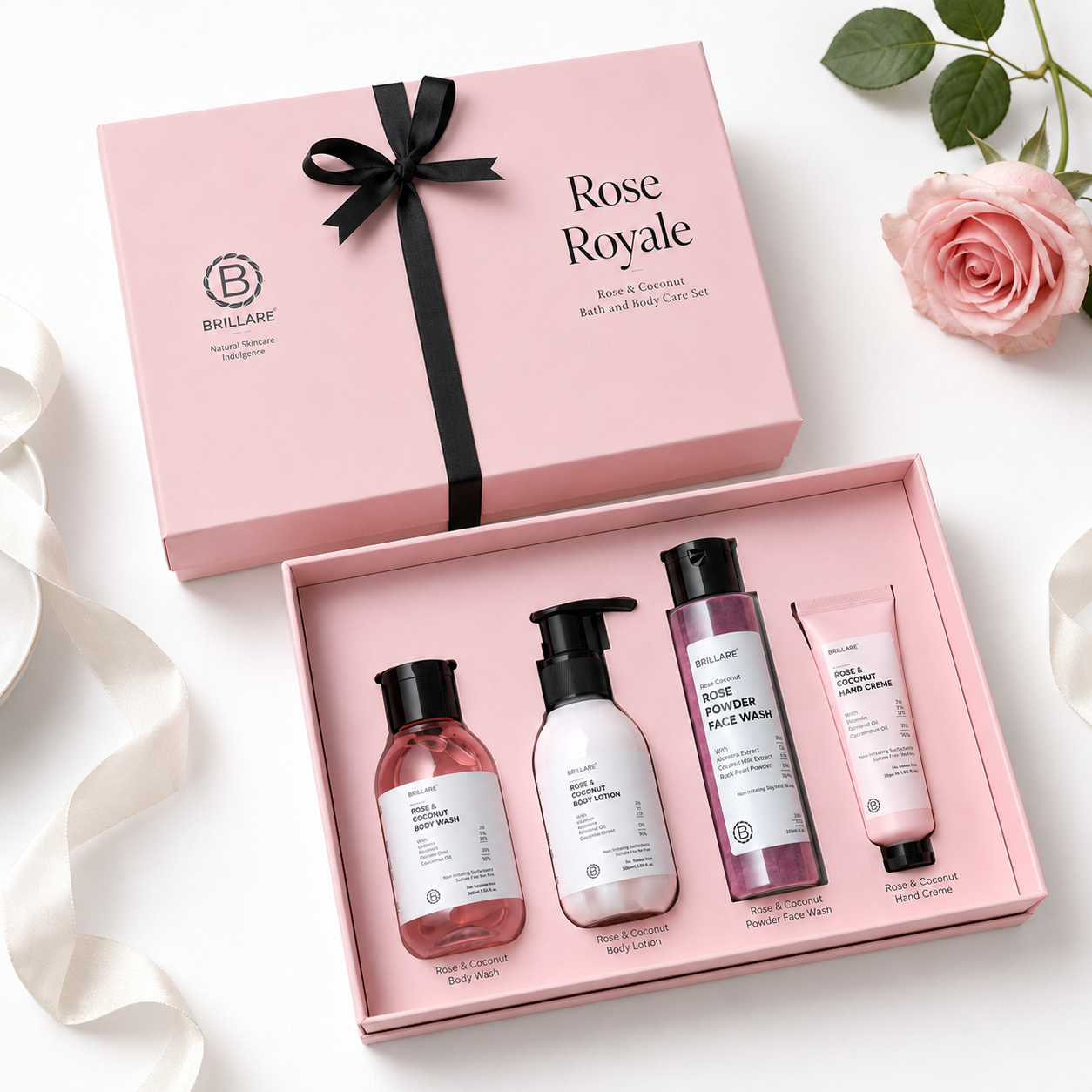 ROSE ROYALE GIFT SET CONTENTS : BODY WASH 100ML / POWDER FASE WASH 30g BODY LOTION 100G / HAND CRÈME 30G image 3