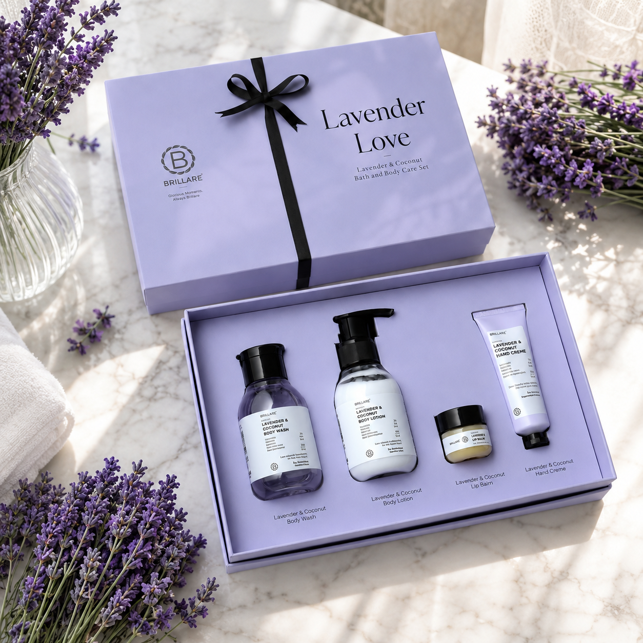 LAVENDAR LOVE GIFT SET CONTENTS : BODY WASH 100ML / LIP BLAM 10G / BODY LOTION 100ML/ HAND CRÈME 30G /  image 2