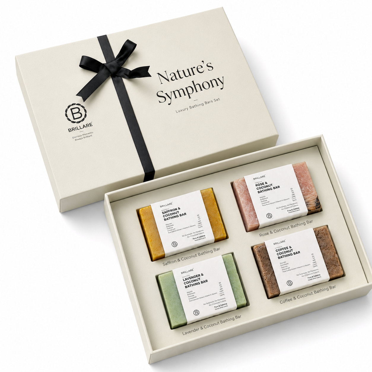 NATURE`S SYMPHONY GIFT SET CONTENTS : SAFFRON & COCONUT BATHING BAR / ROSE & COCOUNT BATHING BAR / LAVENDER & COCOUNT BATHING BAR / COFFEE & COCOUNT BATHING BAR image 3
