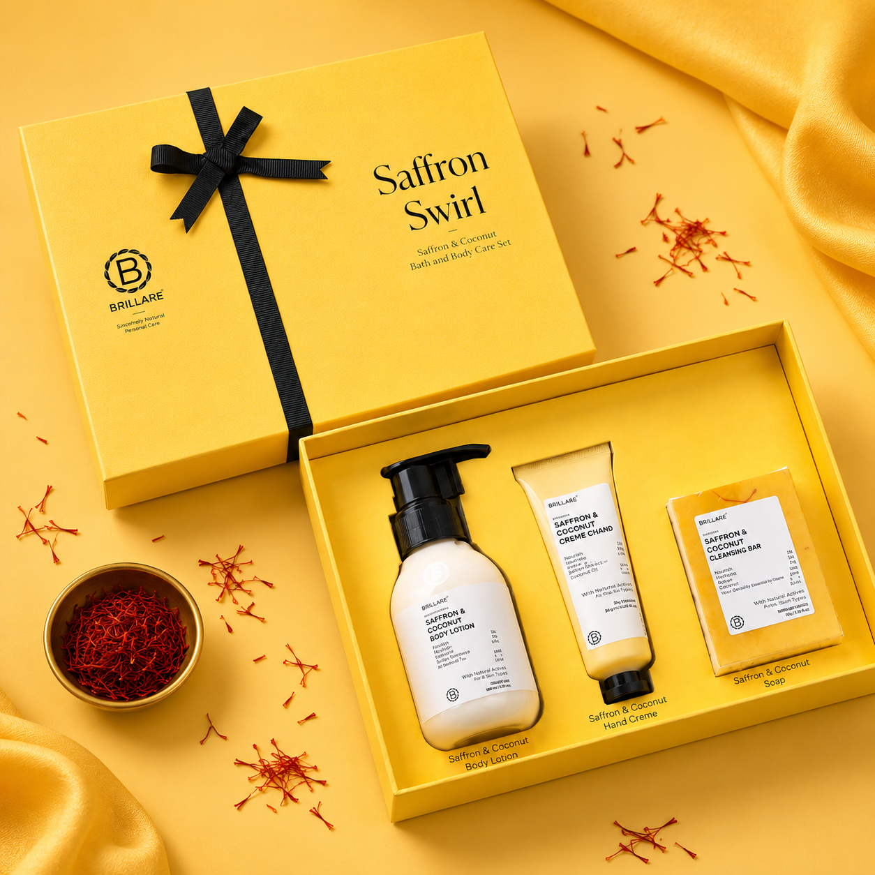 SAFFRON SWIRIL PACK OF 03 CONTENTS : 1* BODY  LOTION 100ML  / 1* SOAP 100G  / 1* HAND CRÈME 30G image 3