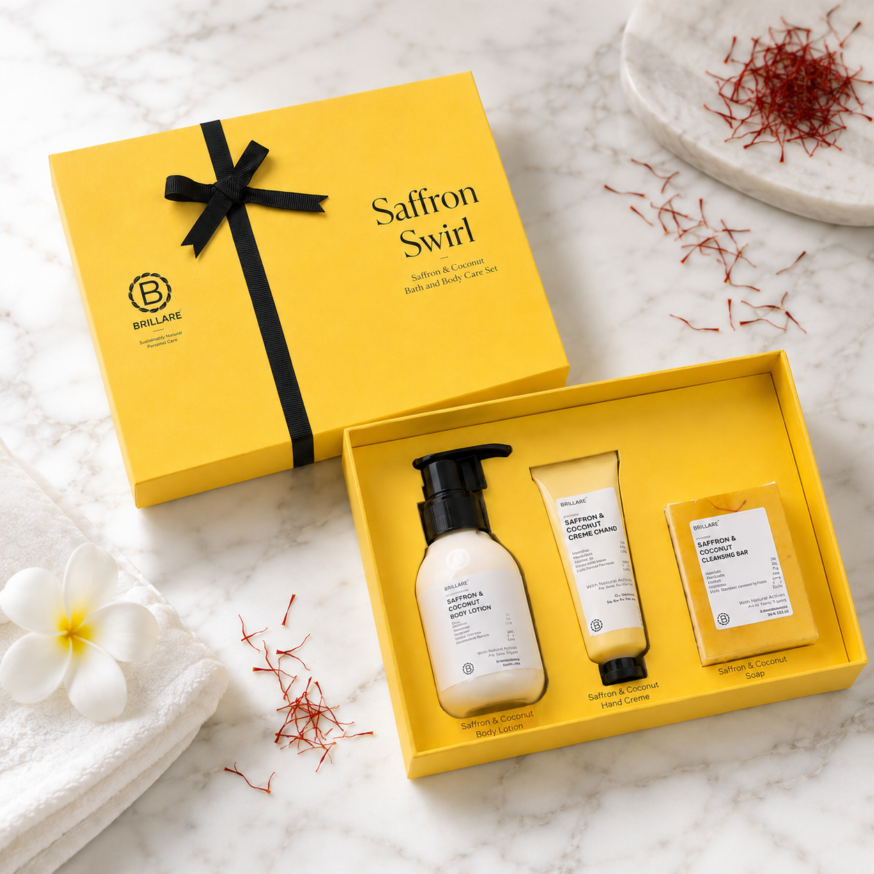SAFFRON SWIRIL PACK OF 03 CONTENTS : 1* BODY  LOTION 100ML  / 1* SOAP 100G  / 1* HAND CRÈME 30G image 4
