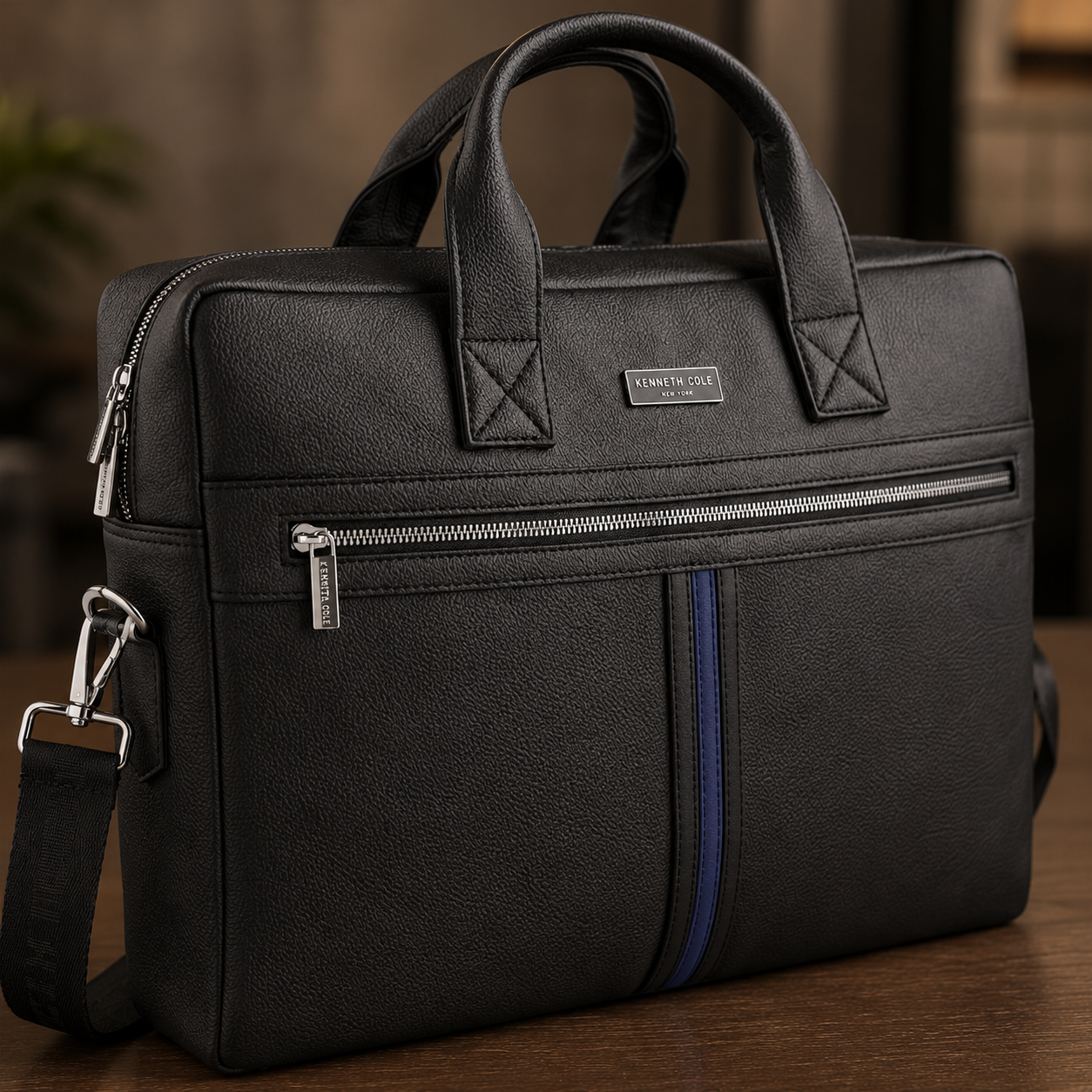 KC 09 KENNETH COLE / STRIPE LAPTOP BAG BLACK  image 2