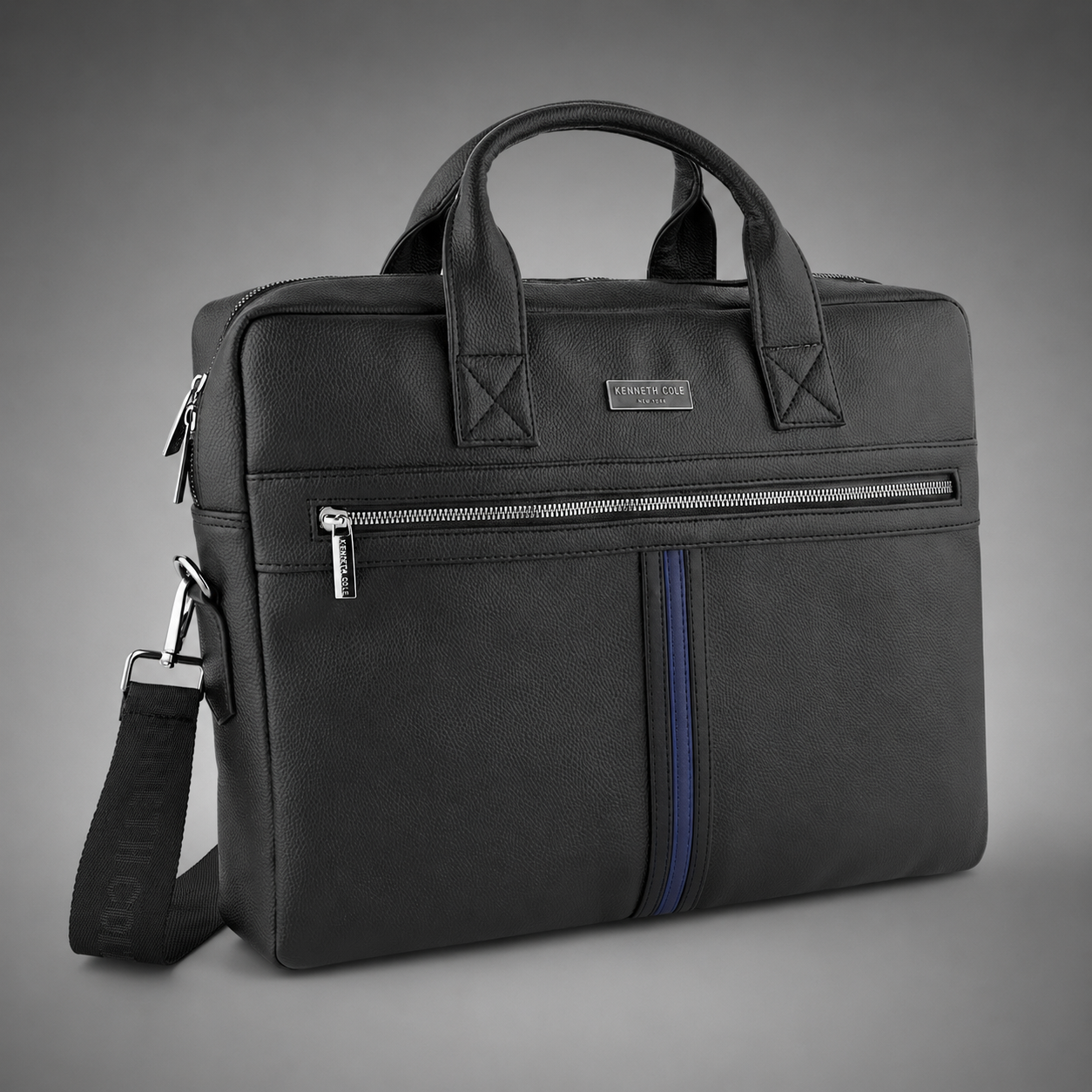 KC 09 KENNETH COLE / STRIPE LAPTOP BAG BLACK  image 5